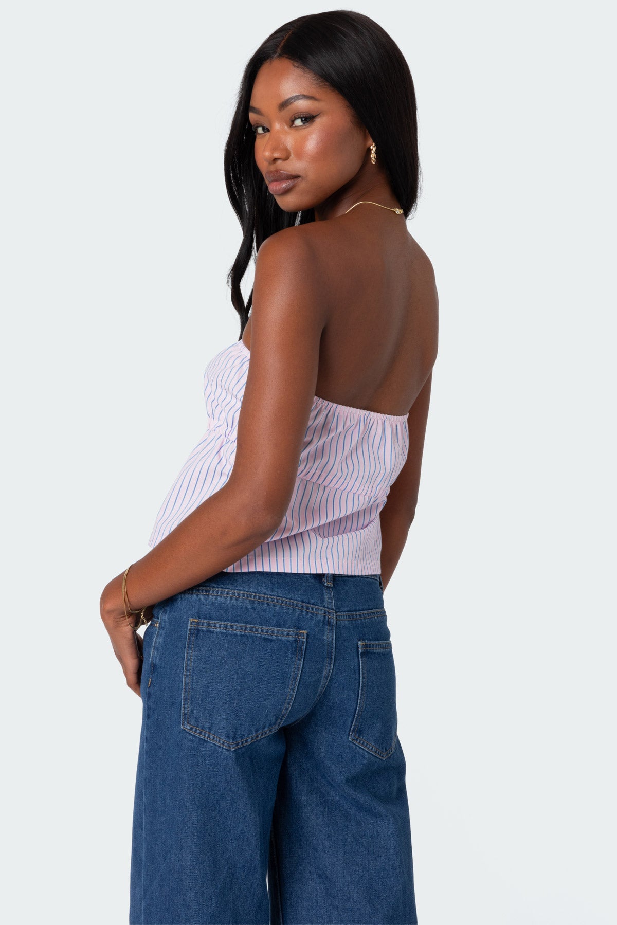 Augusta Pinstripe Strapless Top-Milans Time