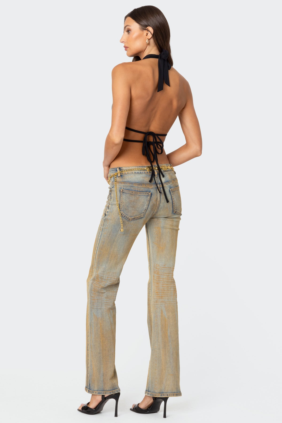 Luma Split Front Backless Halter Top-Milans Time