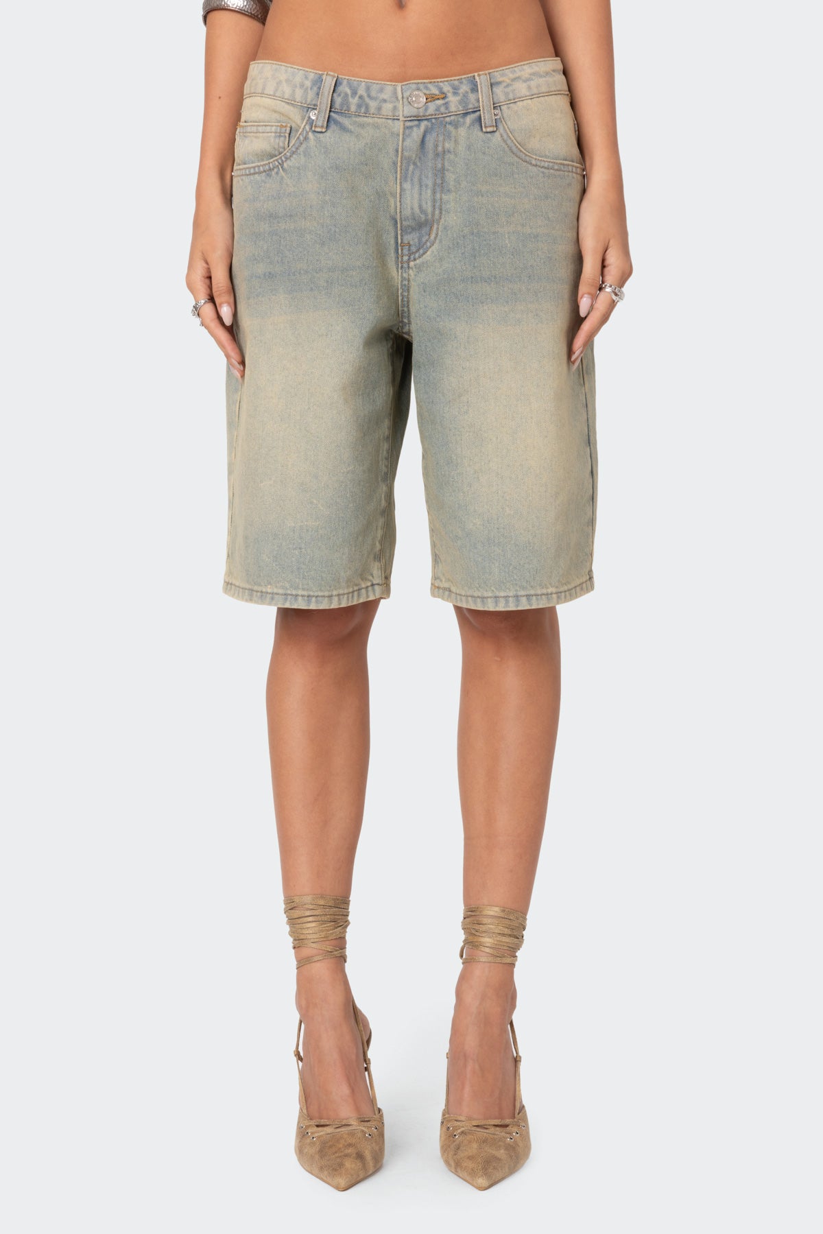 Shira Washed Denim Bermuda Shorts-Milans Time