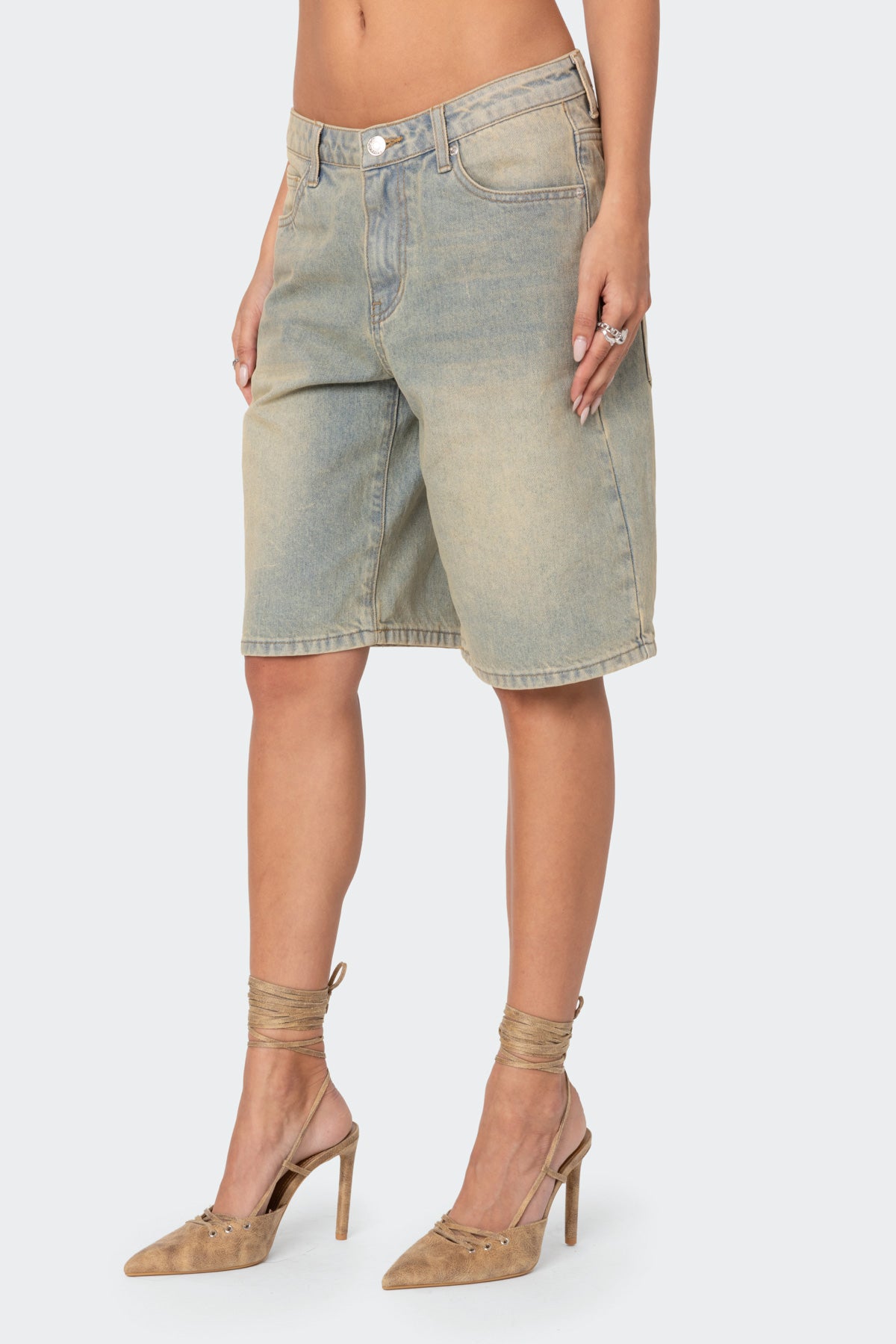 Shira Washed Denim Bermuda Shorts-Milans Time