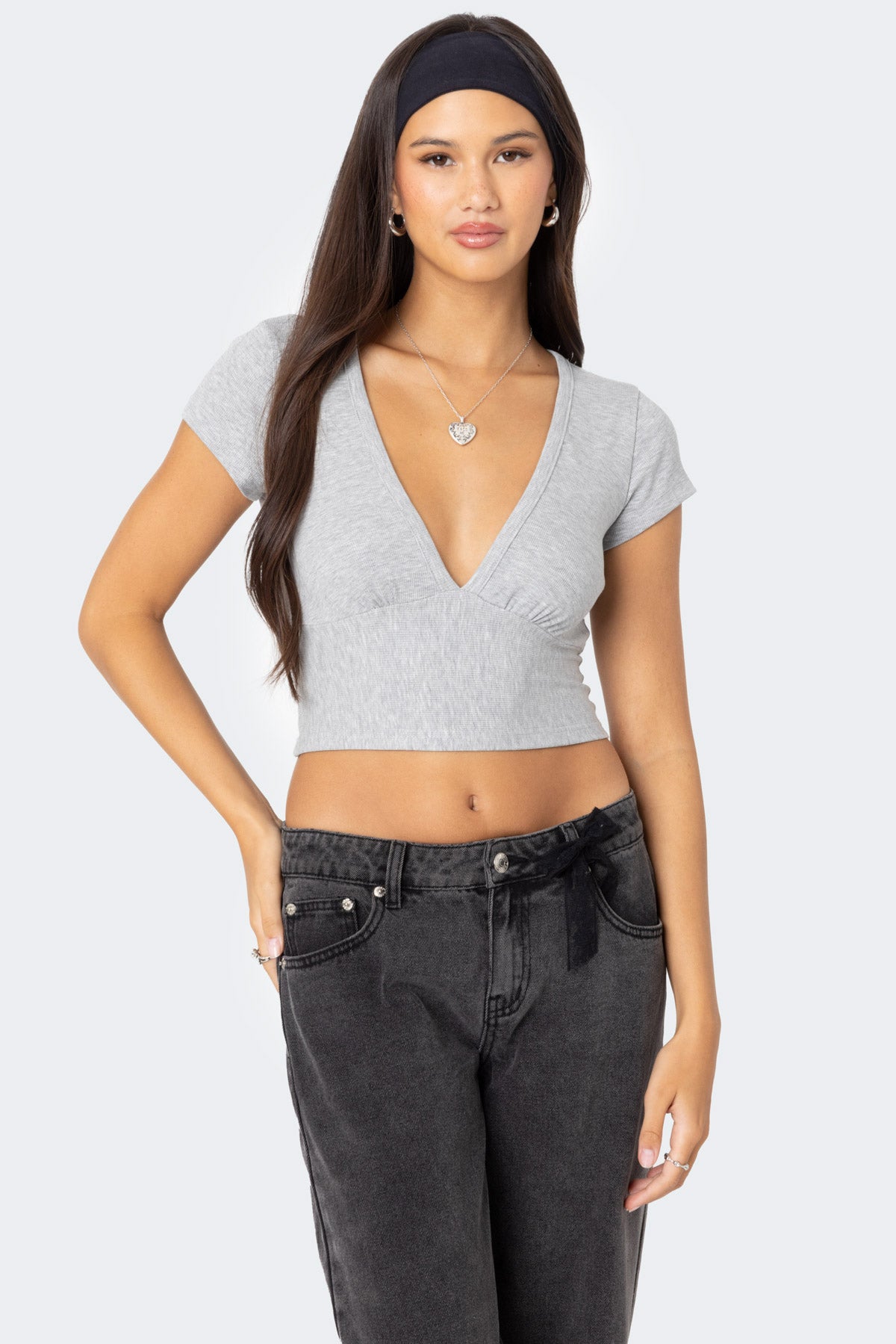 Deep V Neck Crop Top-Milans Time