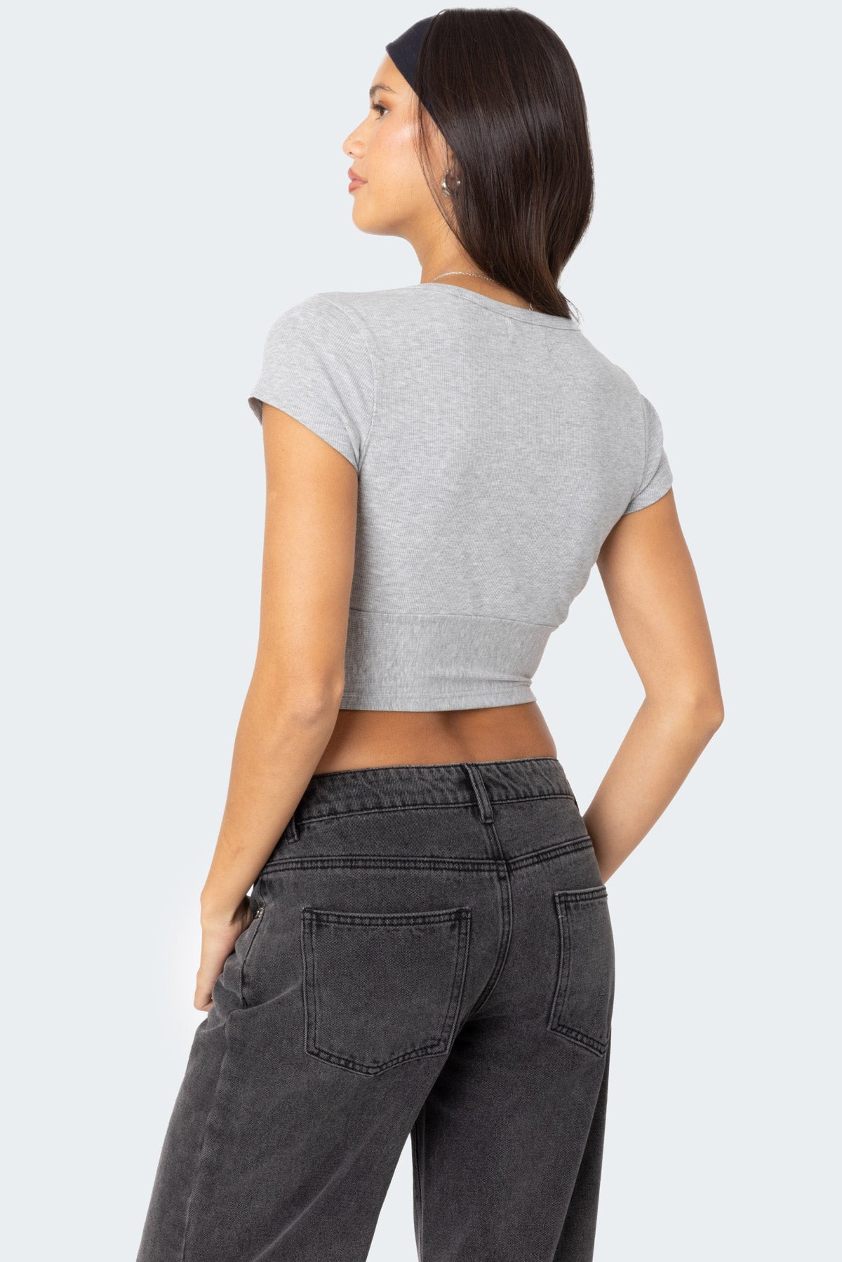 Deep V Neck Crop Top-Milans Time