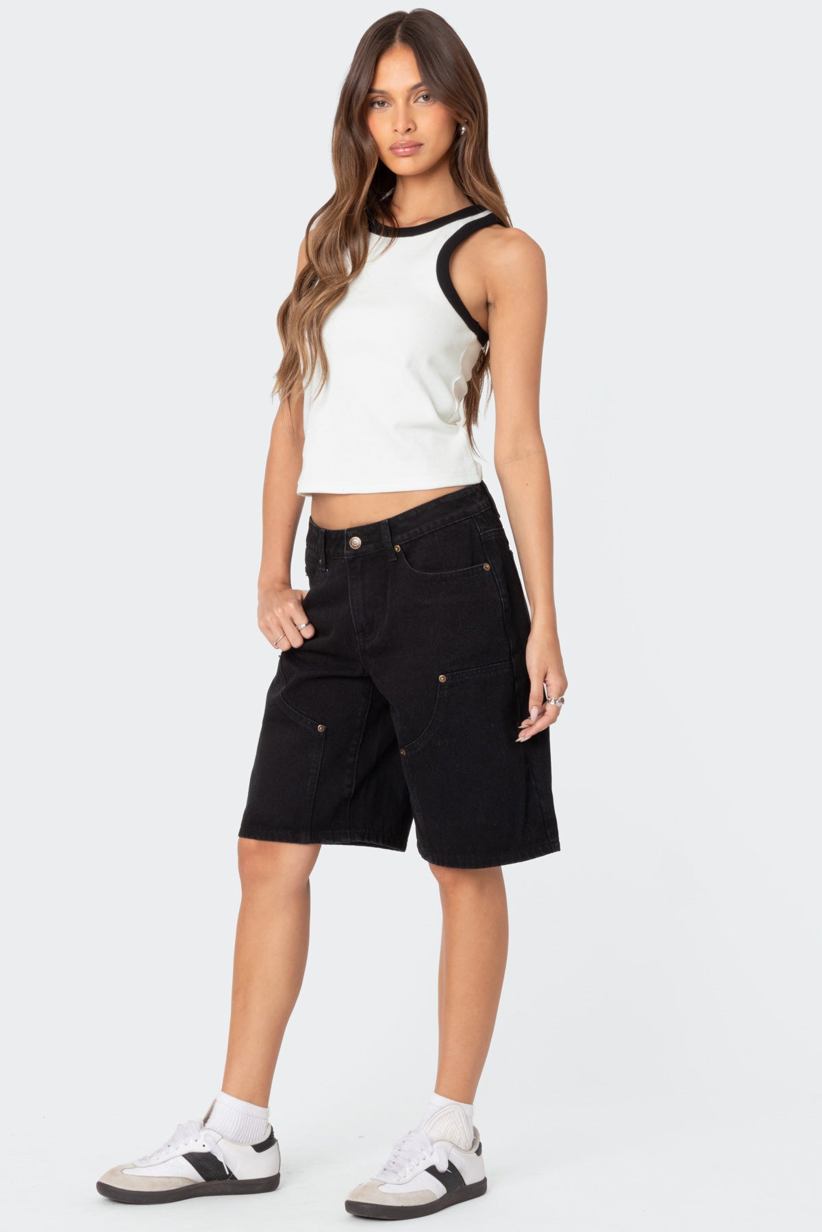 Jacqui Low Rise Denim Bermuda Shorts-Milans Time