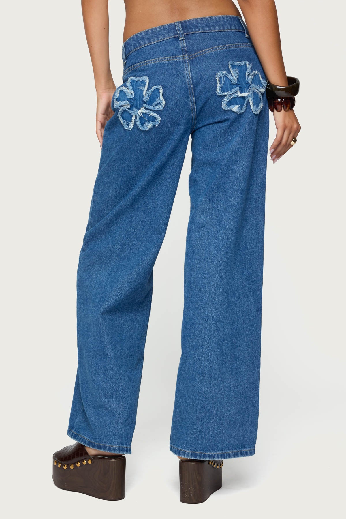 Flower Patch Low Rise Baggy Jeans-Milans Time