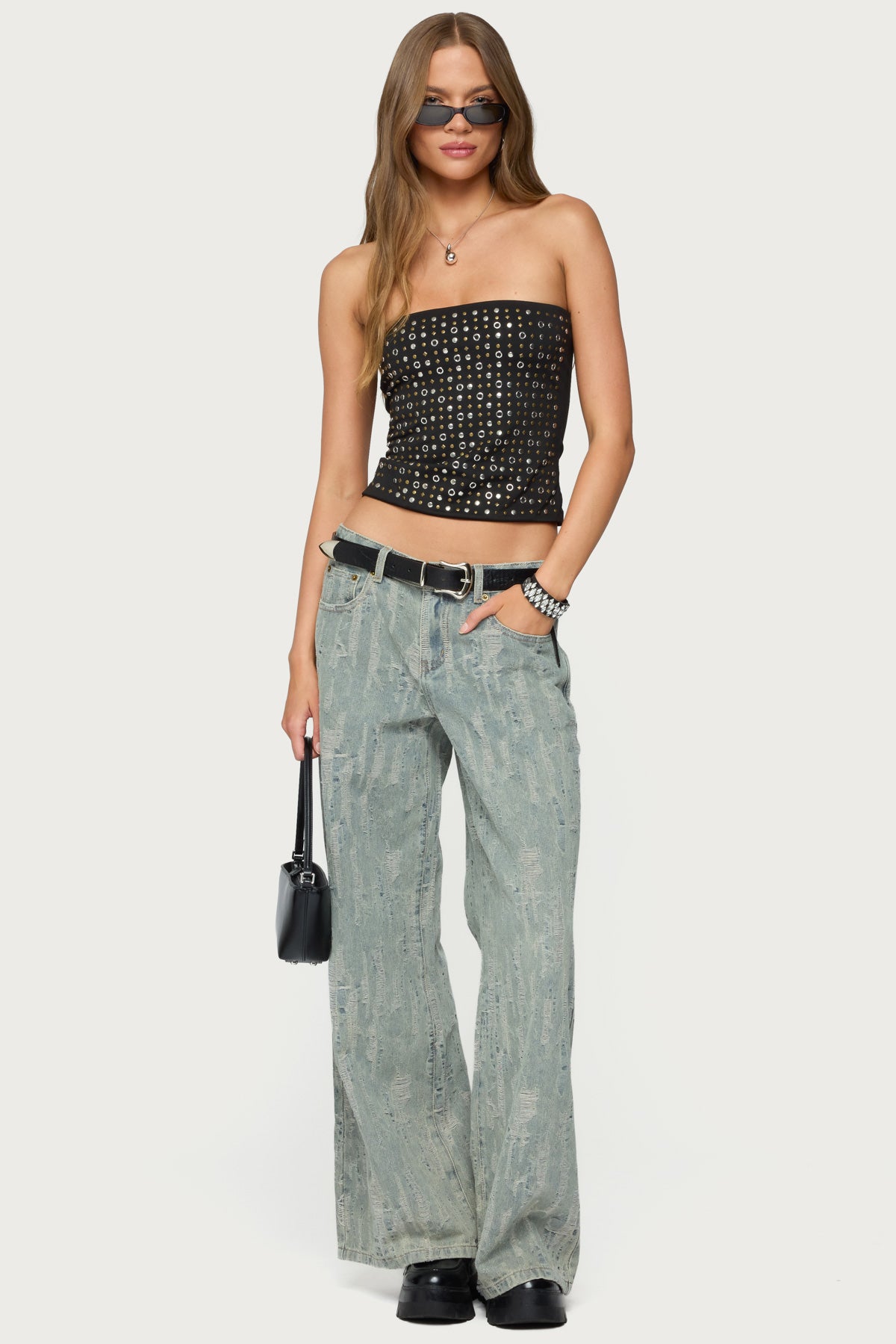 Blanco Studded Grommet Tube Top-Milans Time