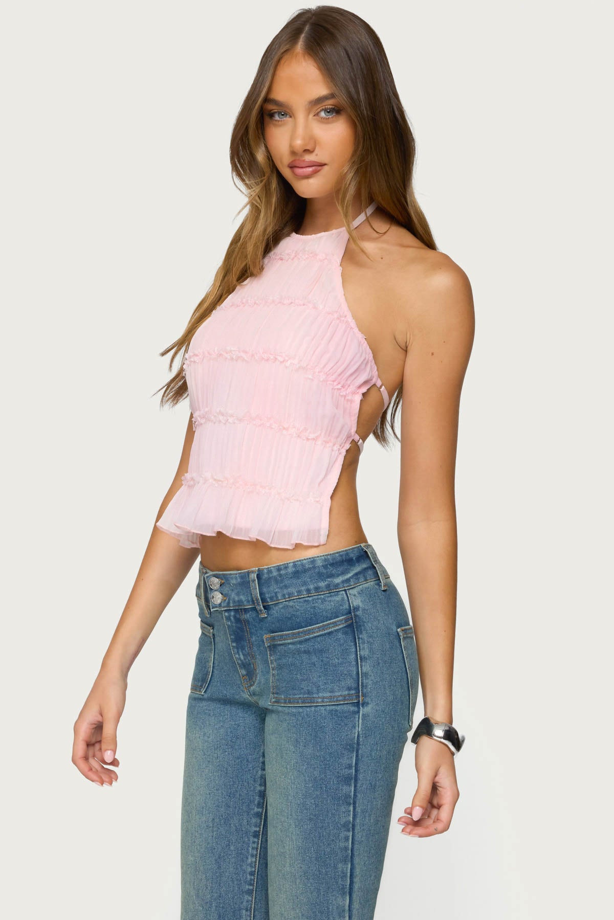 Amit Tiered Chiffon Halter Top-Milans Time