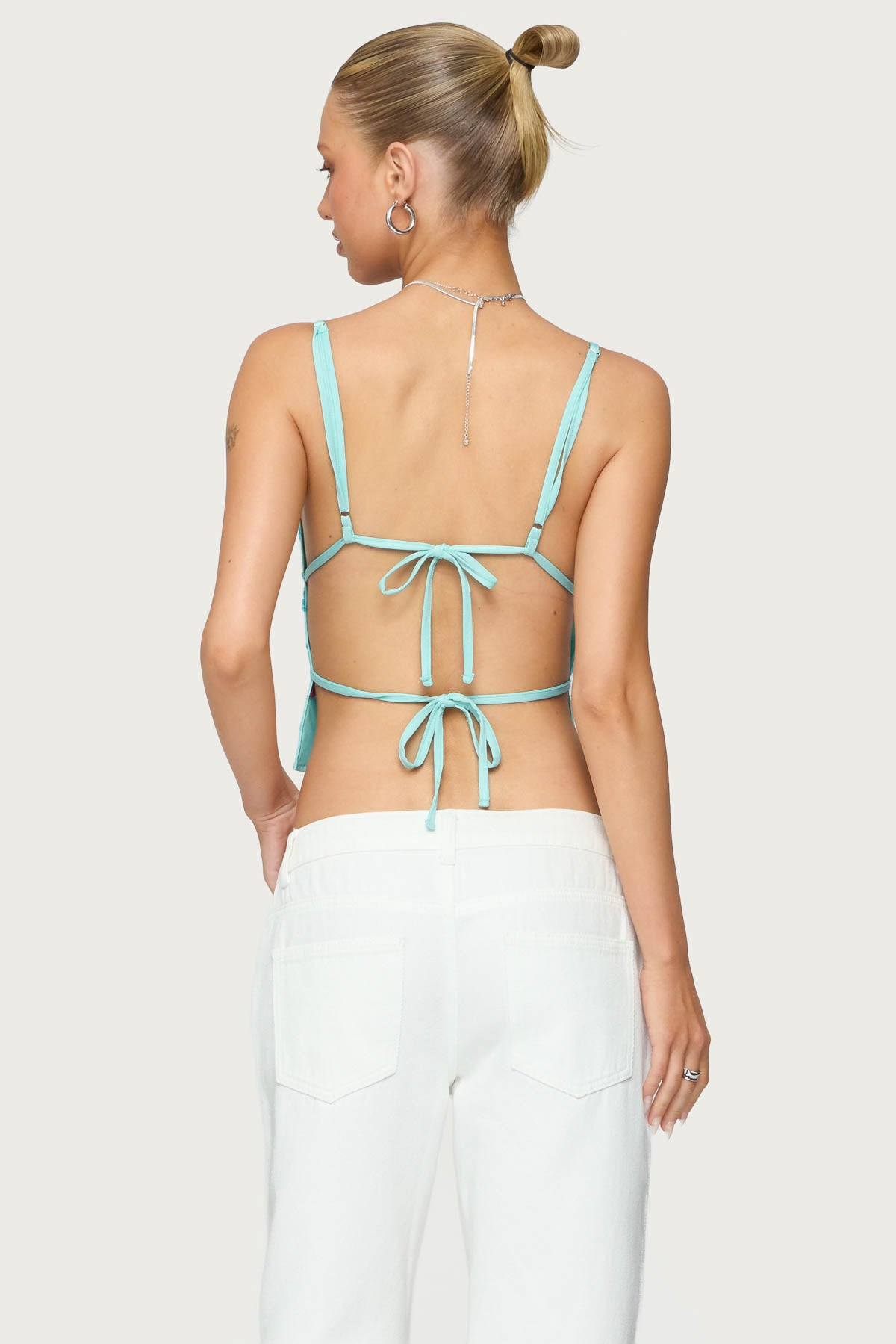 Pia Sequin Floral Backless Top-Milans Time