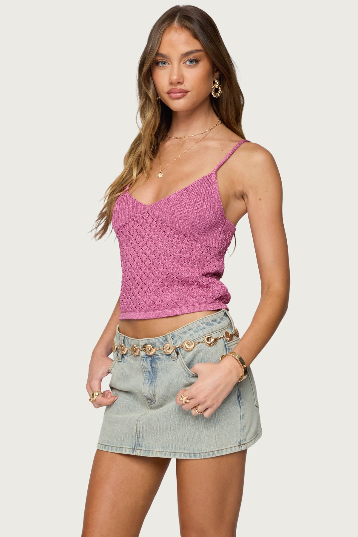 Frankey Sparkly Textured Knit Tank Top-Milans Time