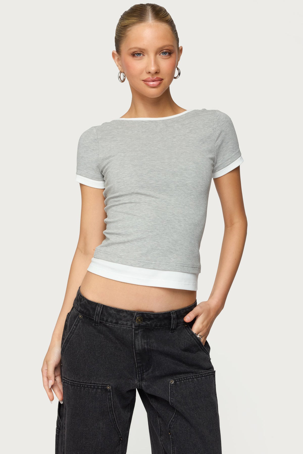 Julietta Contrast Layered T Shirt-Milans Time