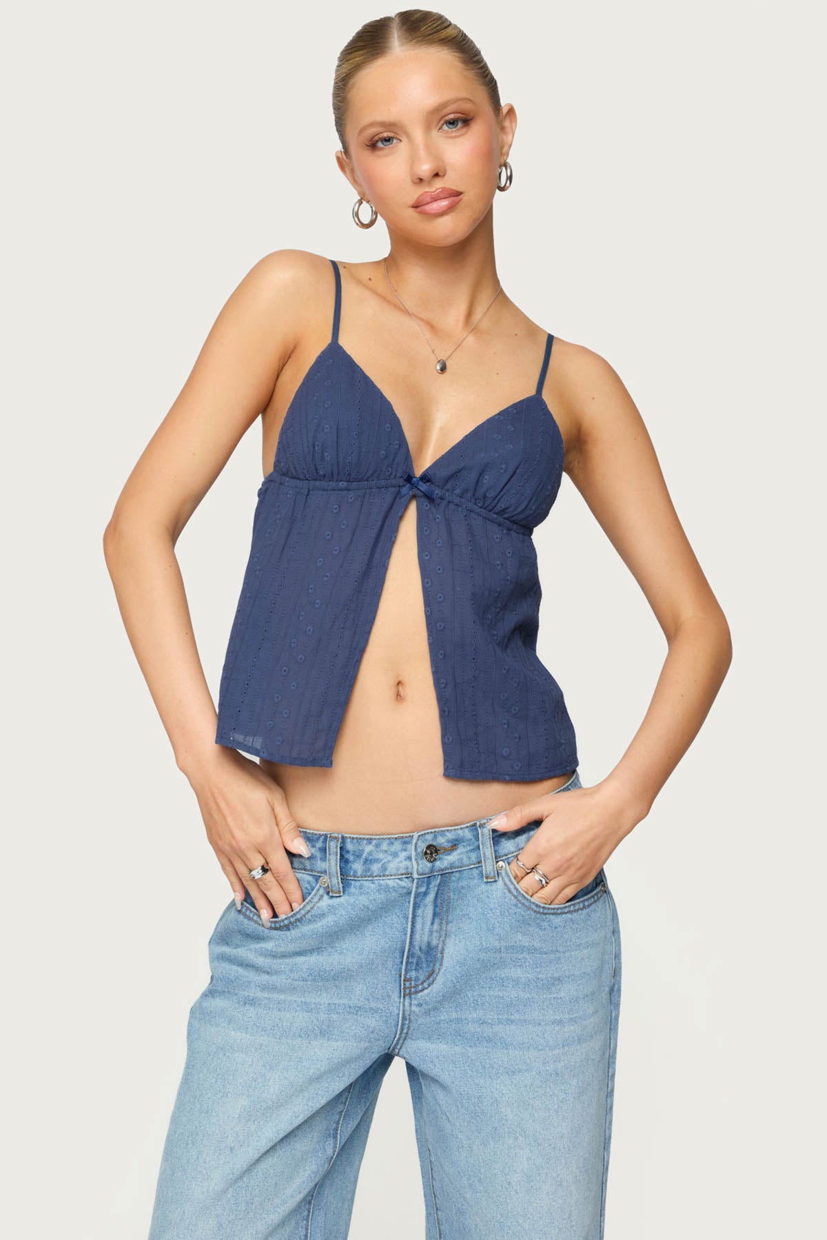 Otis Eyelet Split Front Tank Top-Milans Time