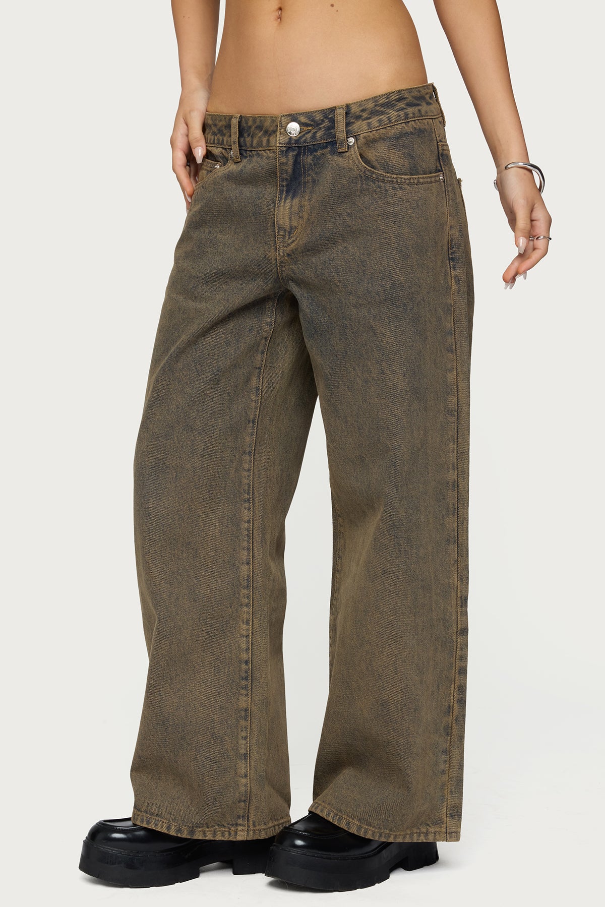 Petite Zahra Mud Wash Low Rise Baggy Jeans-Milans Time