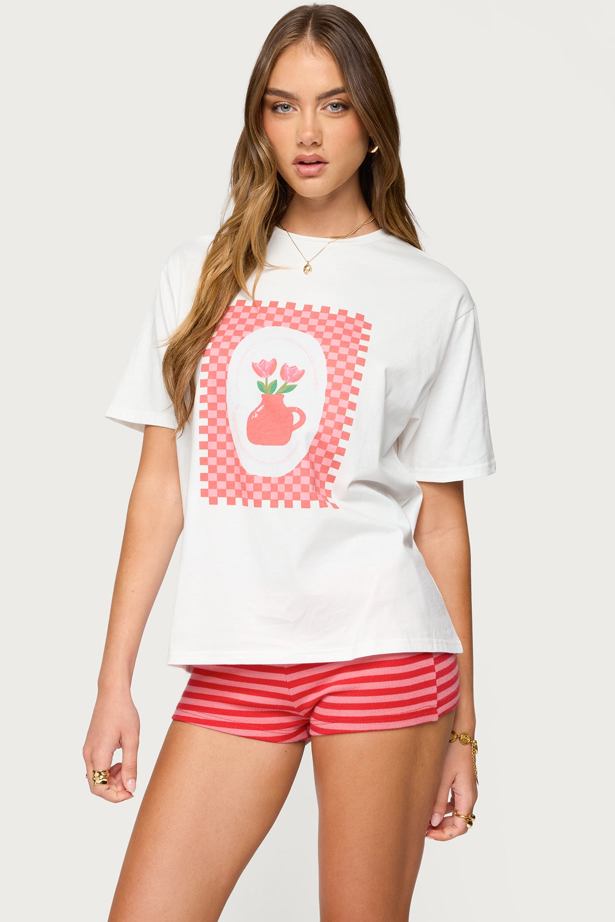 Flower Vase Oversized T Shirt-Milans Time