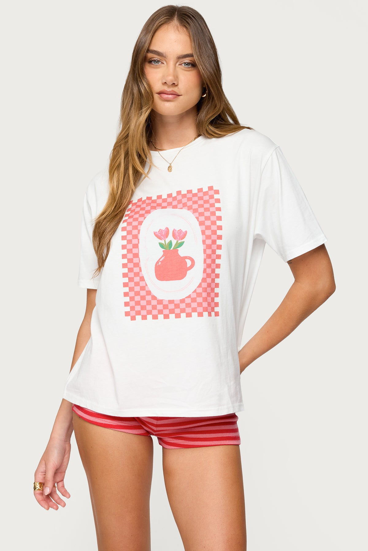 Flower Vase Oversized T Shirt-Milans Time