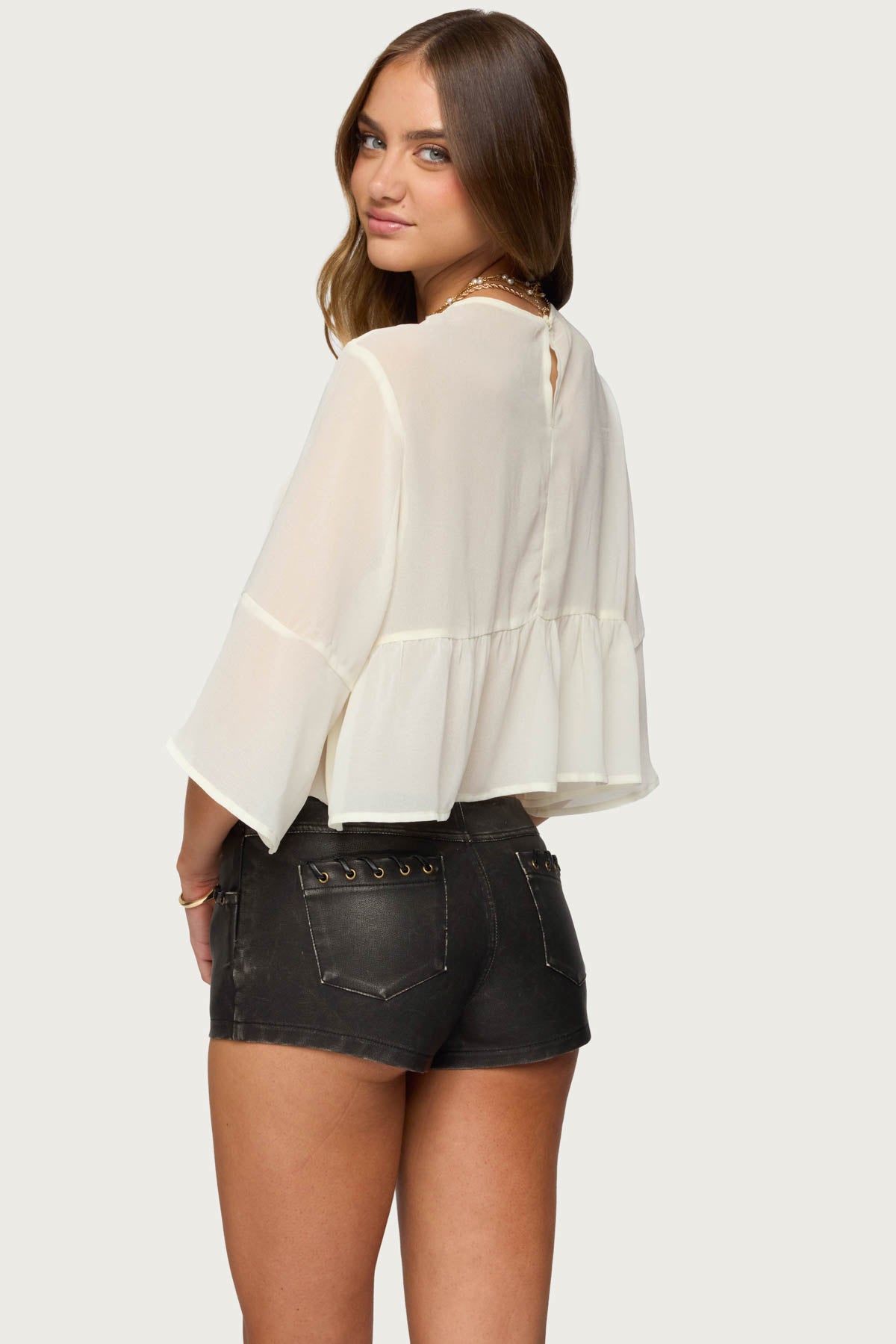 Missey Ruffled Chiffon Top-Milans Time