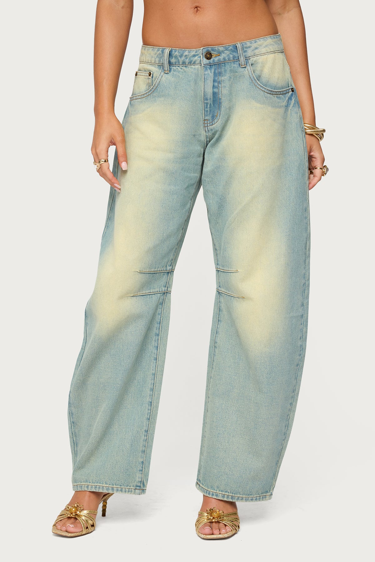 Cayden Washed Low Rise Barrel Jeans-Milans Time