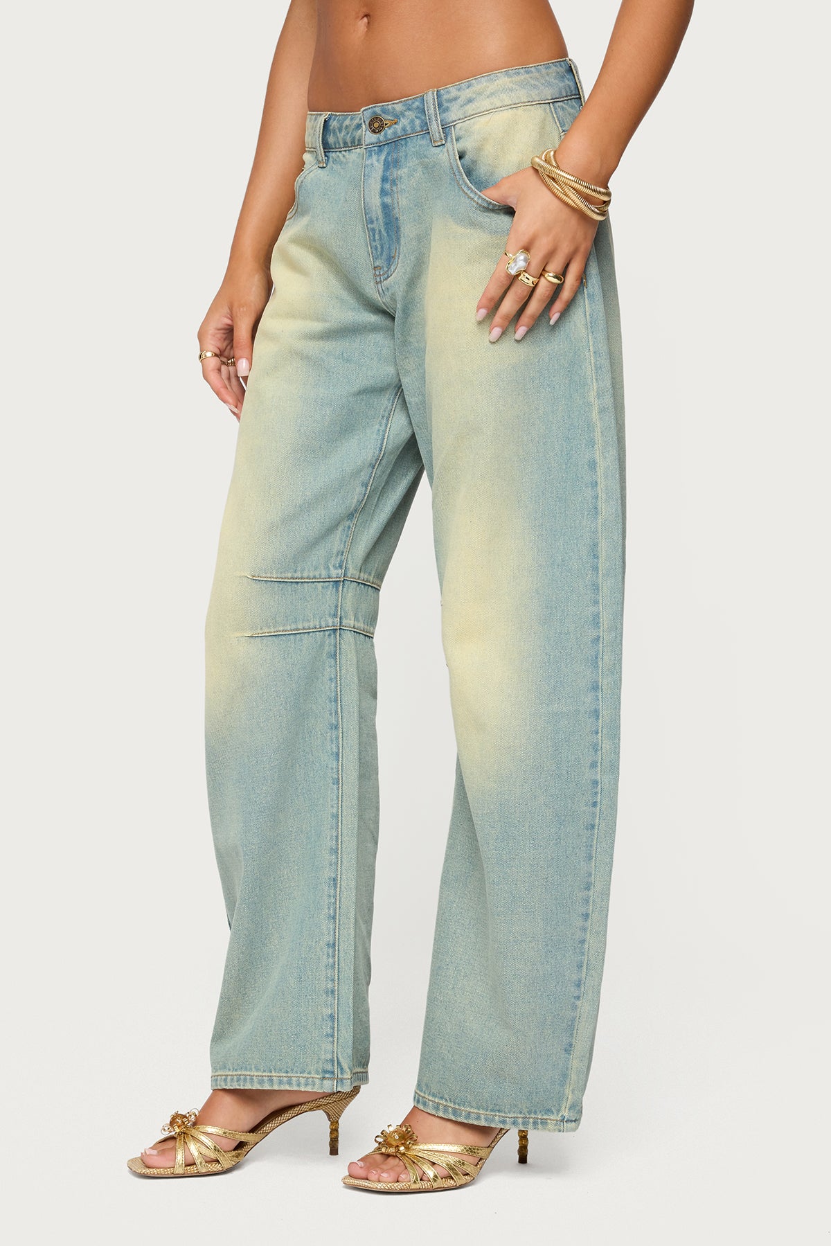 Cayden Washed Low Rise Barrel Jeans-Milans Time