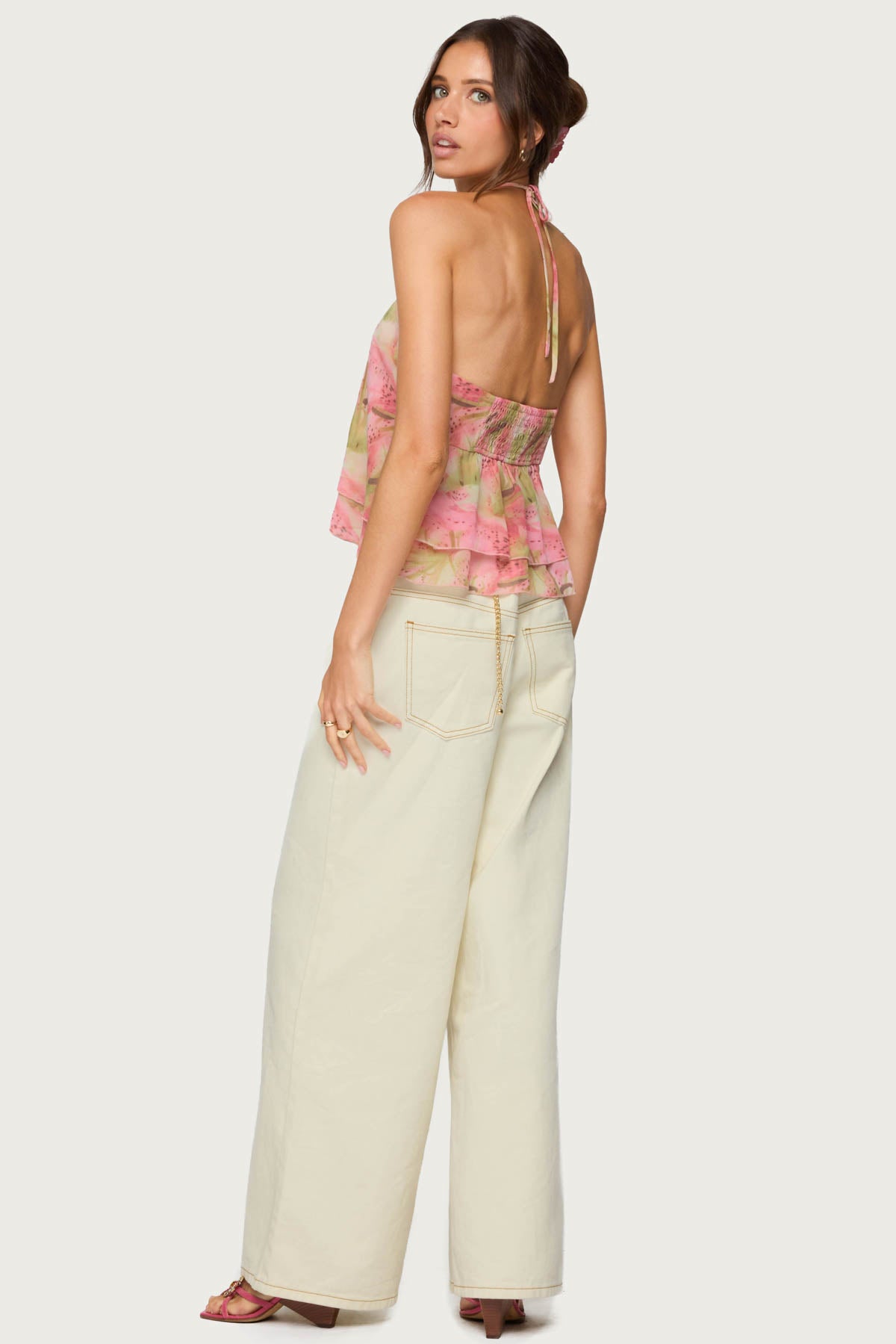 Dragon Lily Layered Chiffon Halter top-Milans Time