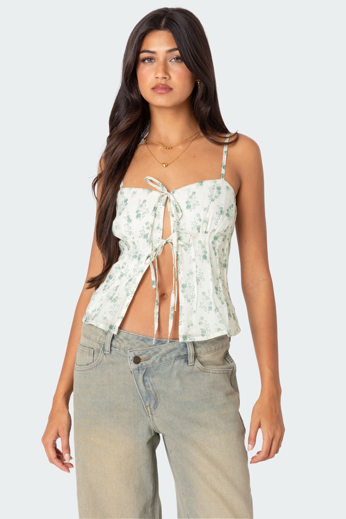 Malmo Printed Tie Front Top-Milans Time