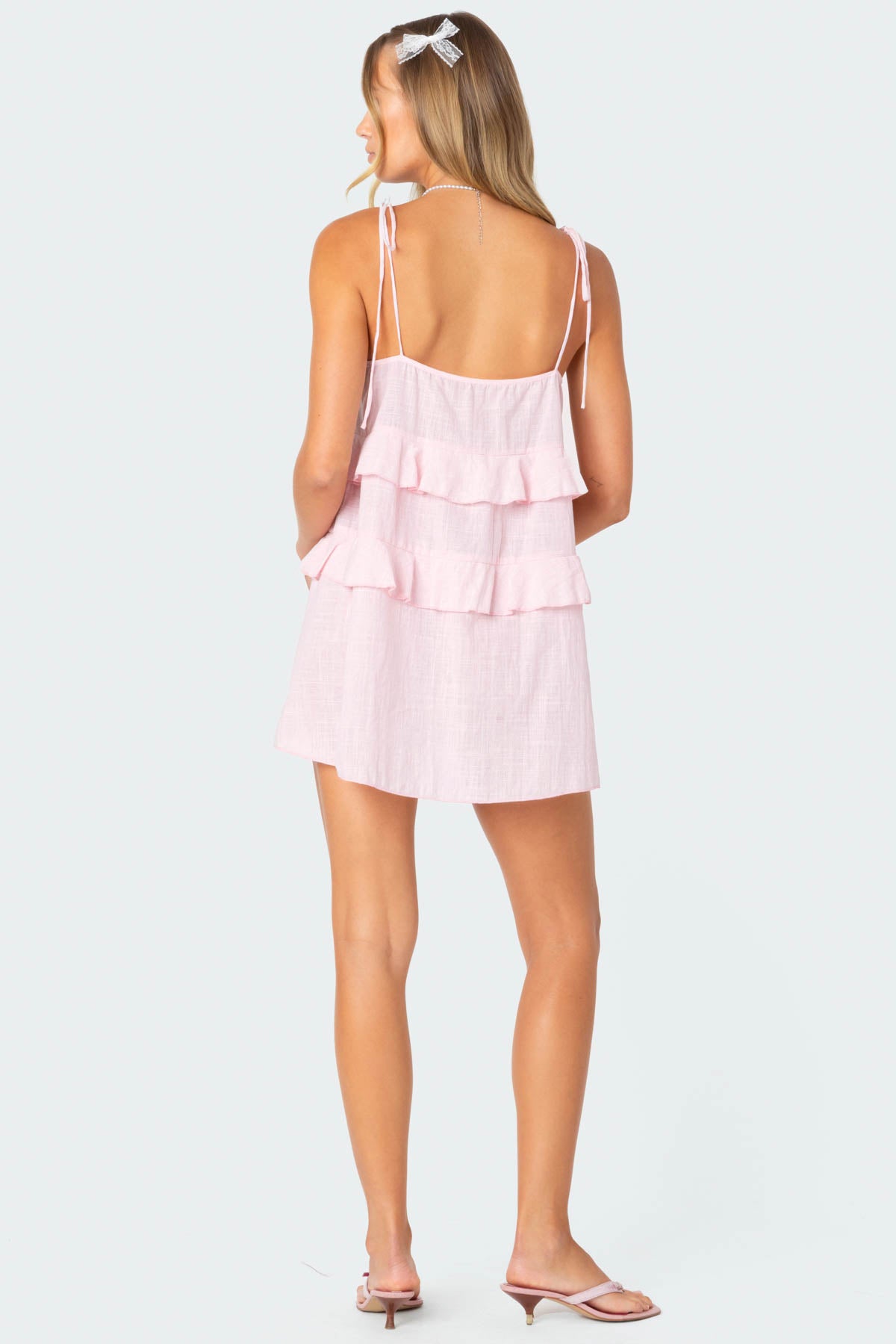 Dorothia Sheer Linen Look Mini Dress-Milans Time