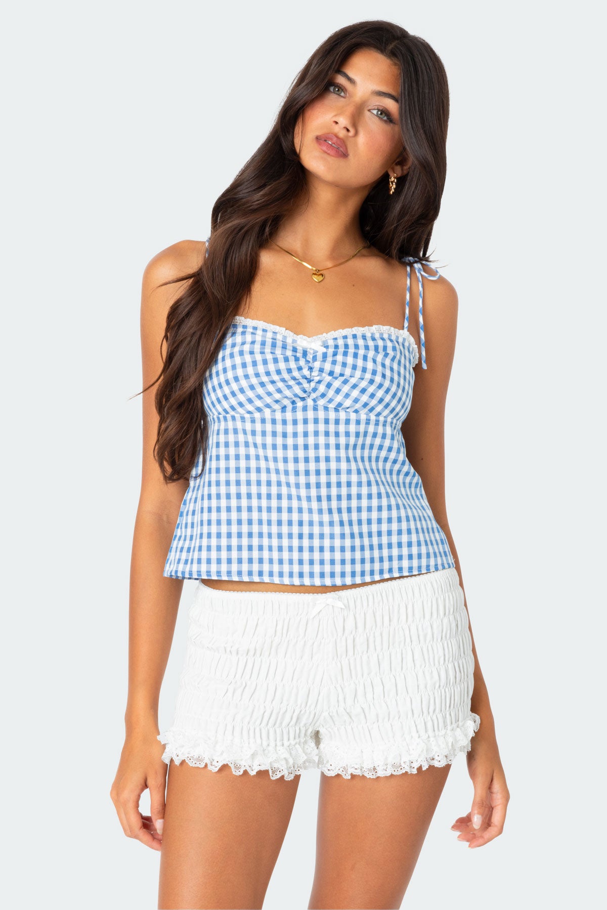 Billie Open Tie Back Gingham Top-Milans Time