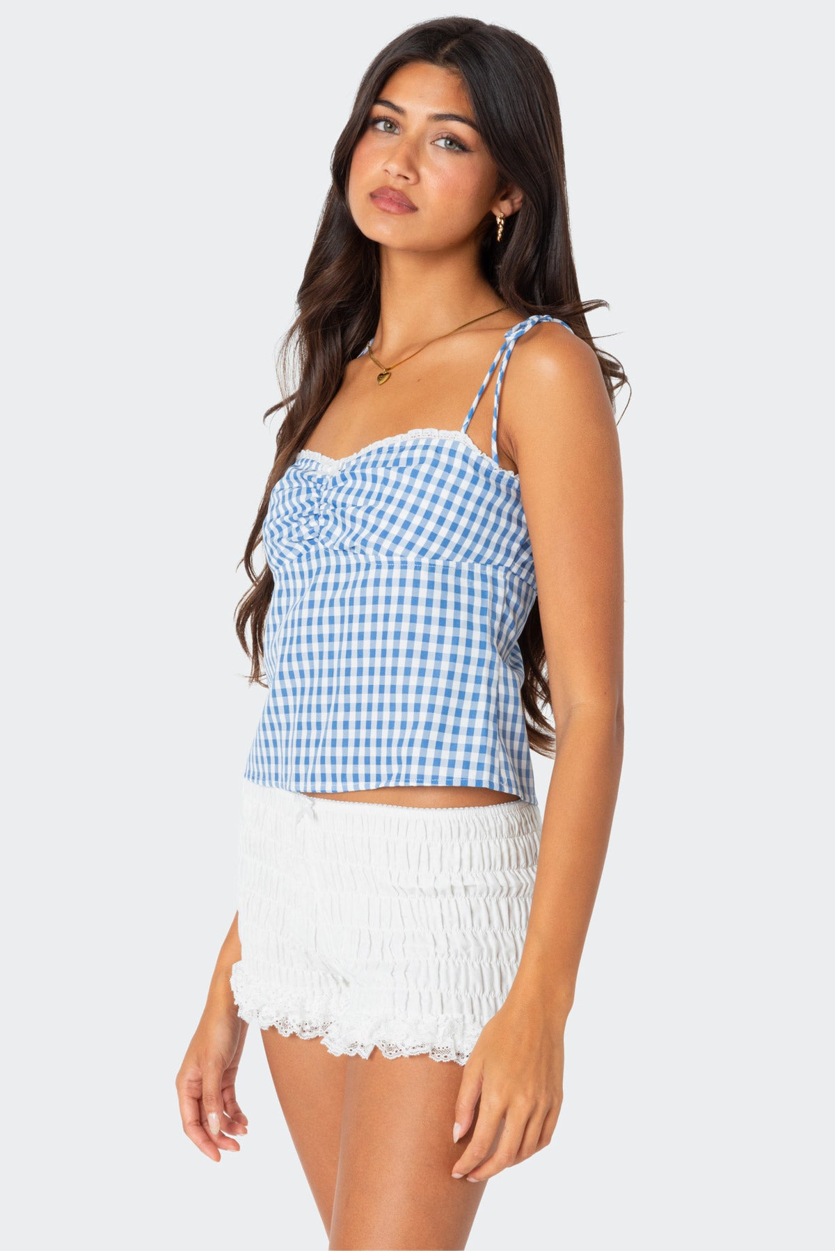 Billie Open Tie Back Gingham Top-Milans Time