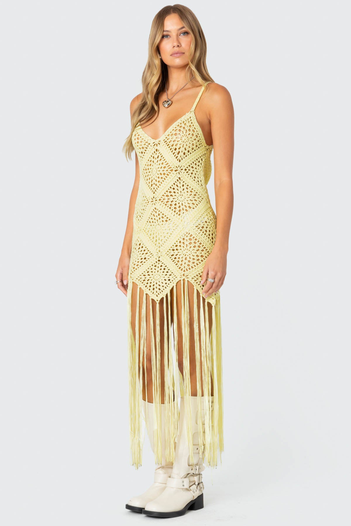 Fringey Crochet Maxi Dress-Milans Time