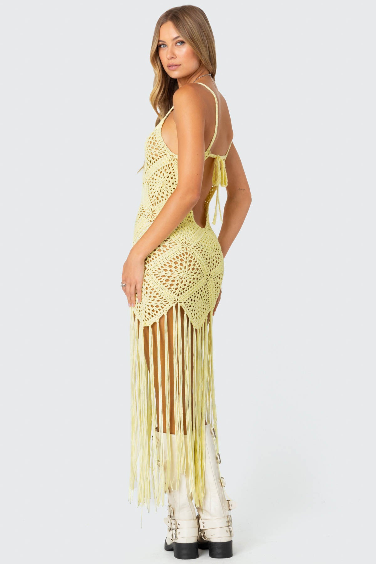 Fringey Crochet Maxi Dress-Milans Time