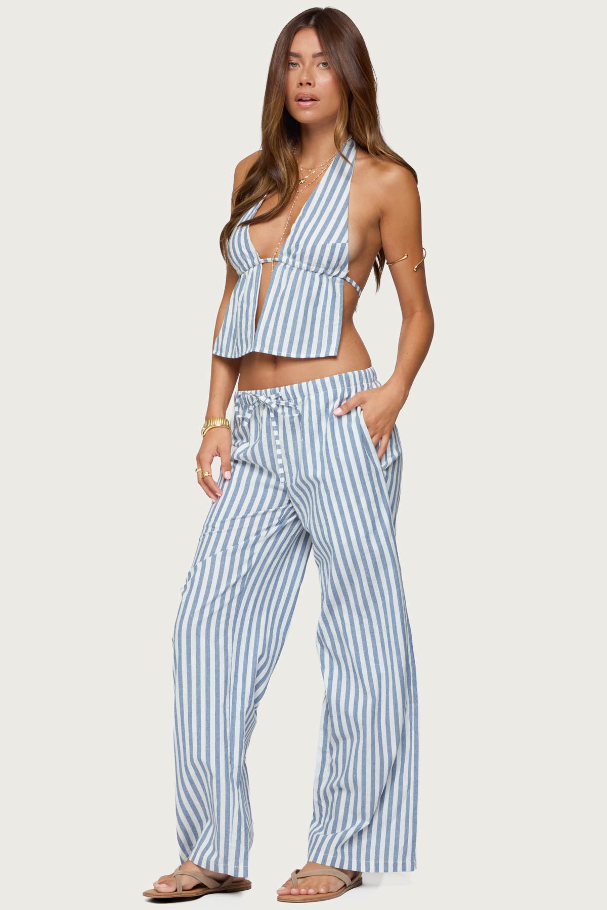 Macey Striped Pants-Milans Time