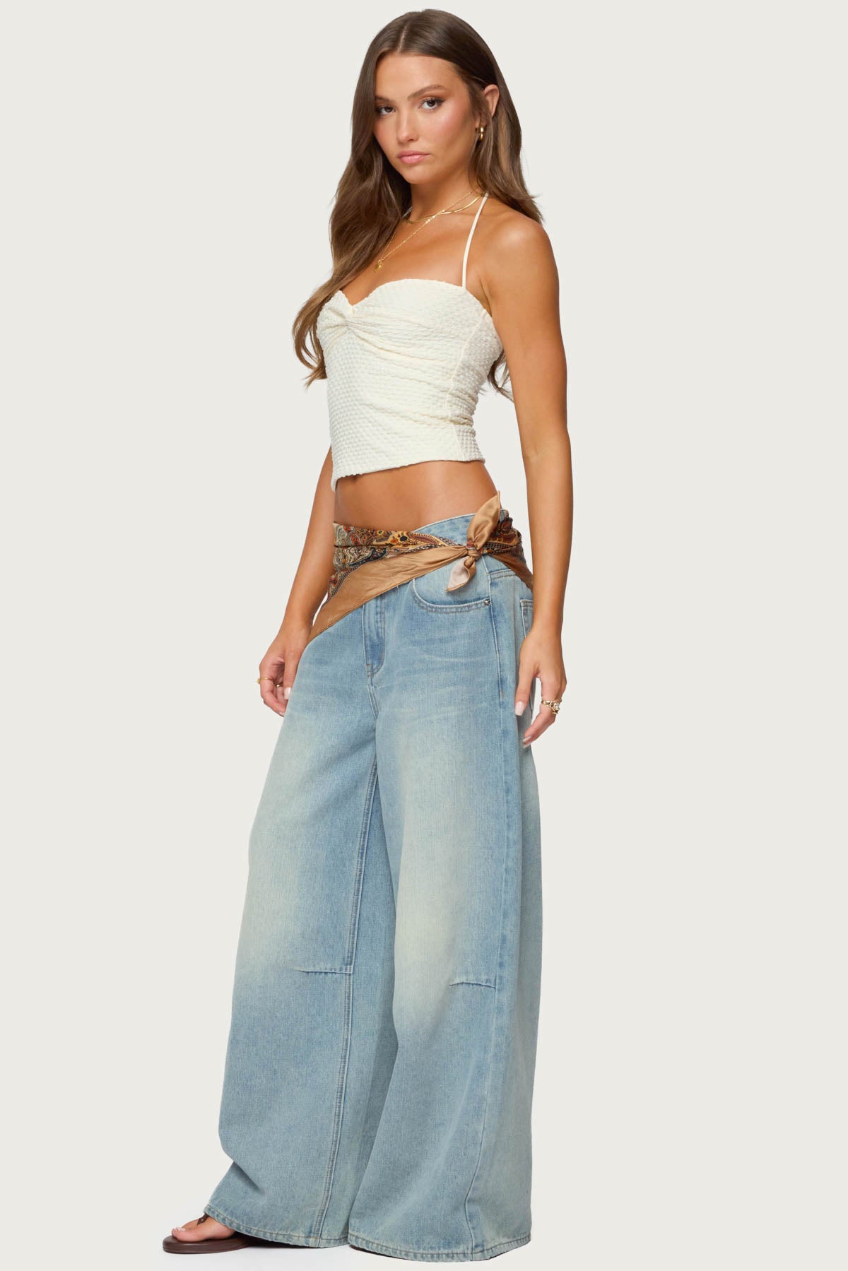 Zoee Twisted Textured Halter Top-Milans Time