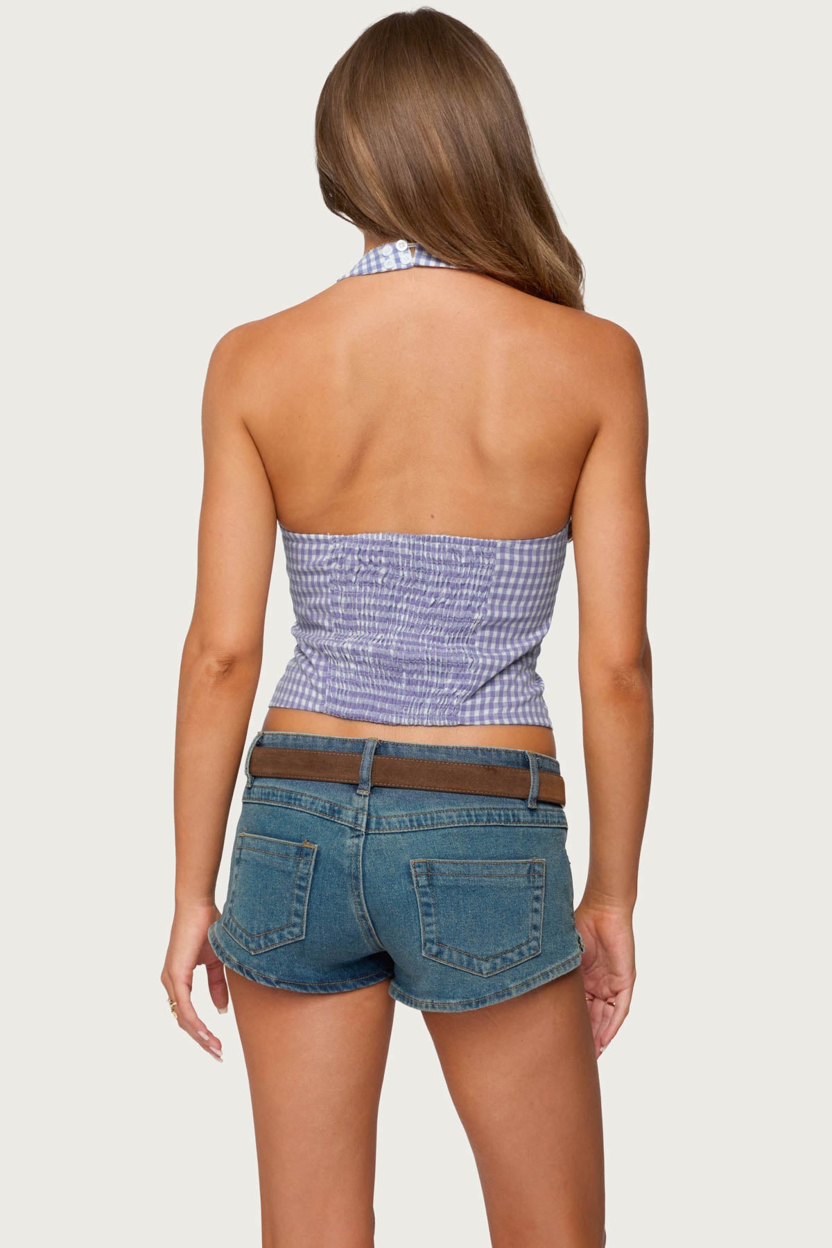 Evan Gingham Button Up Halter Top-Milans Time
