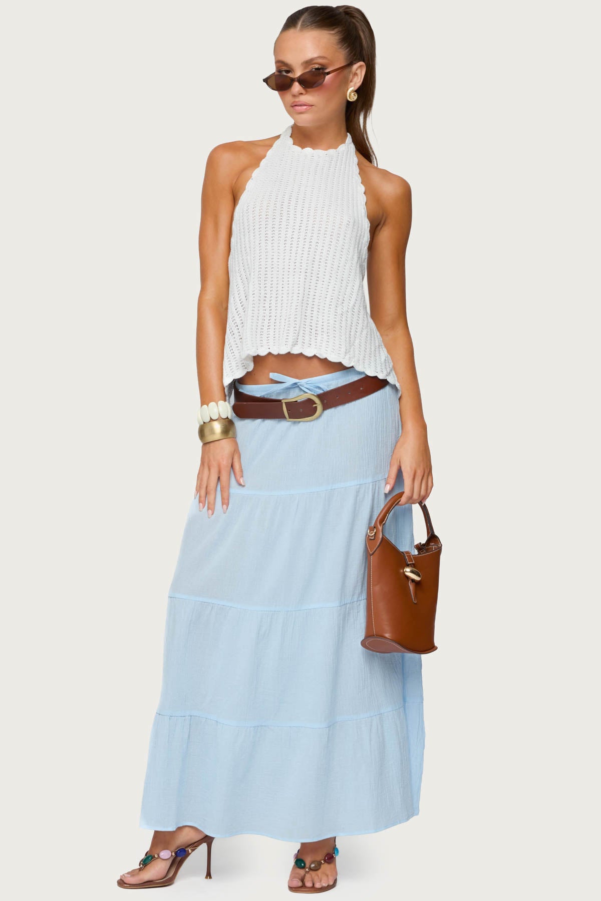 Kaila Cotton Tiered Maxi Skirt-Milans Time