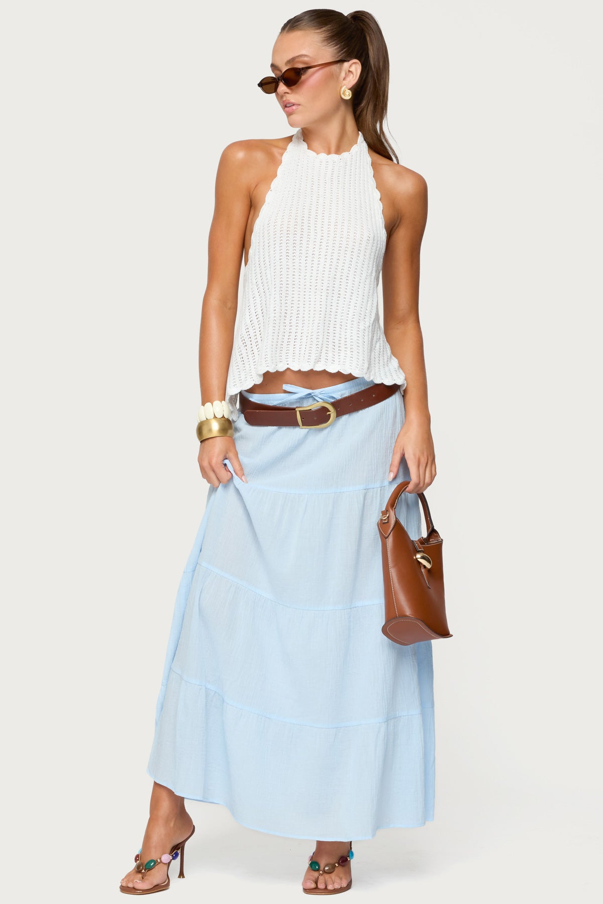 Ivey Backless Crochet Halter Top-Milans Time