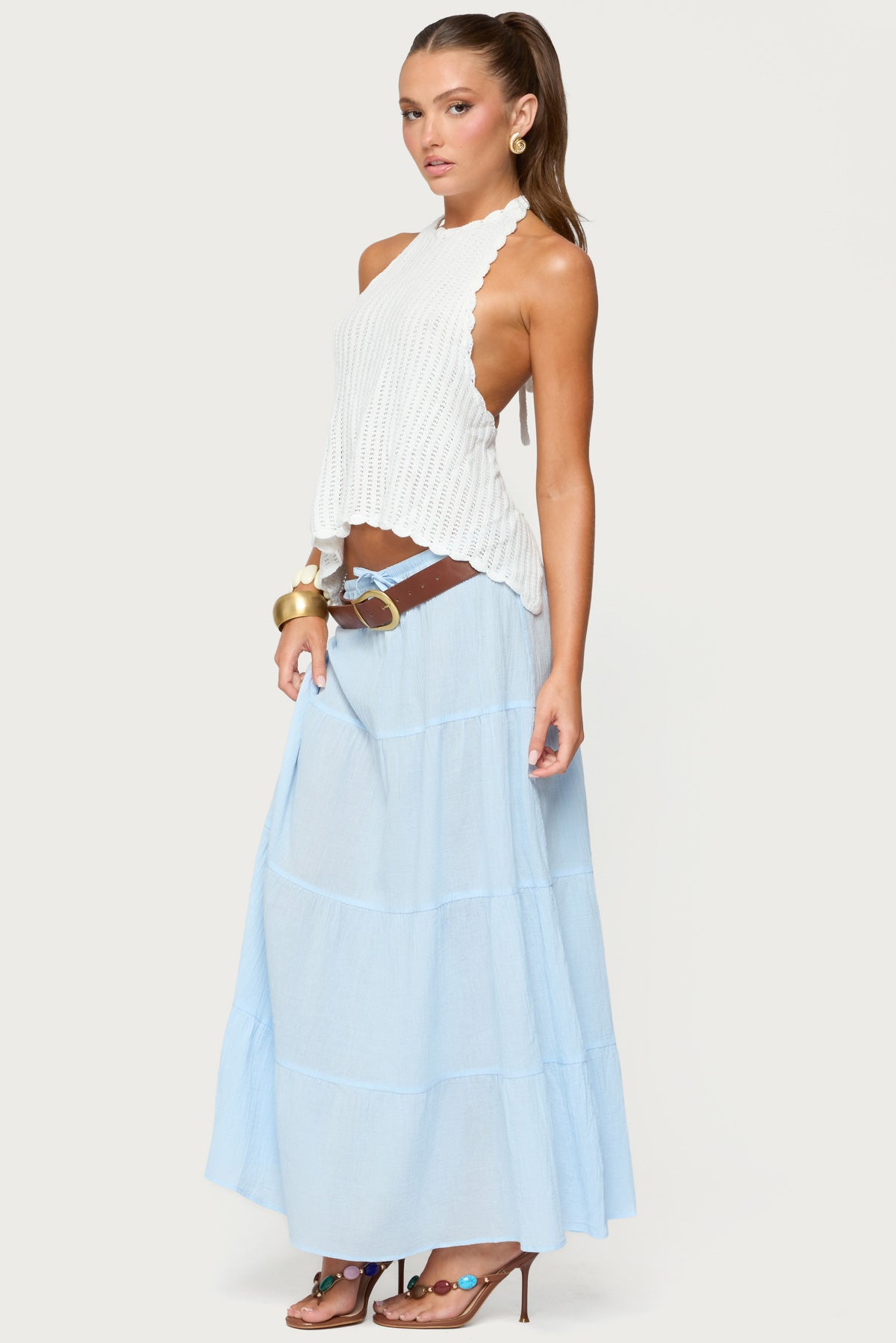 Ivey Backless Crochet Halter Top-Milans Time