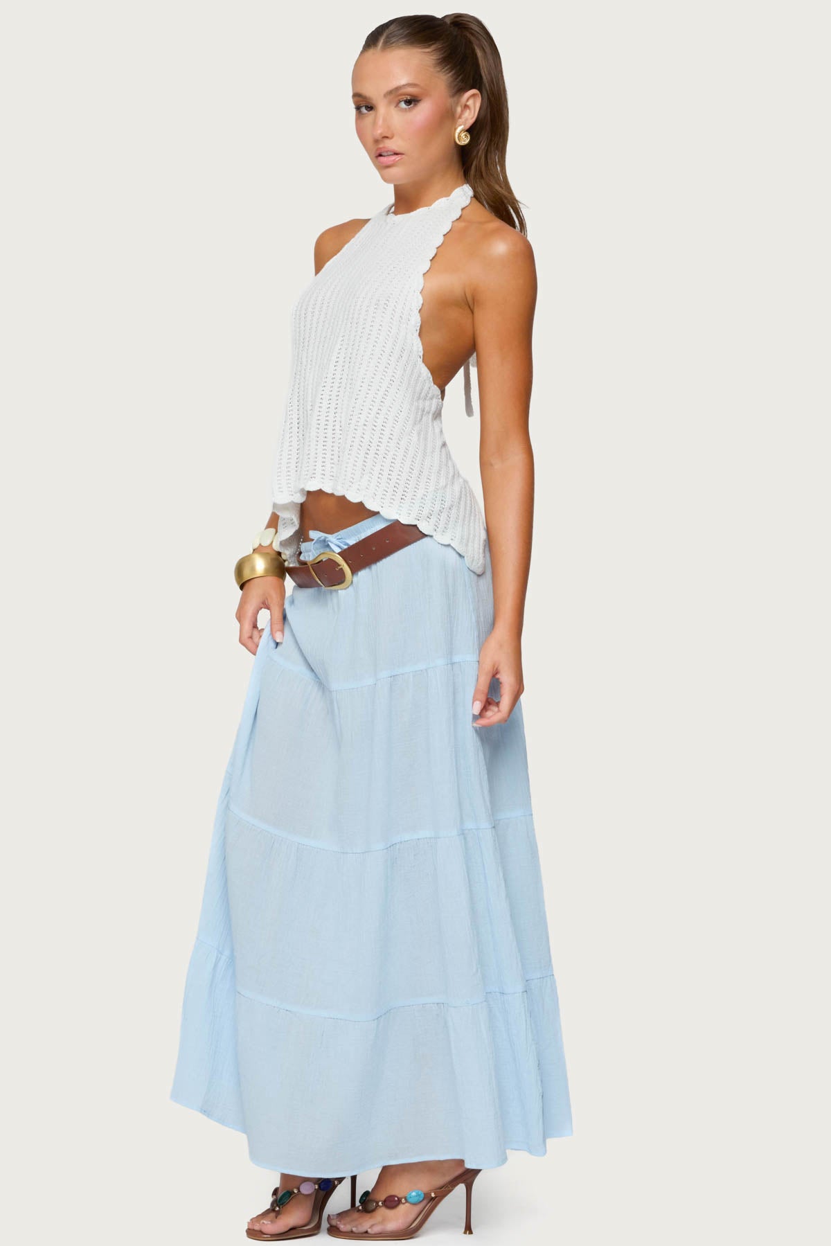 Kaila Cotton Tiered Maxi Skirt-Milans Time