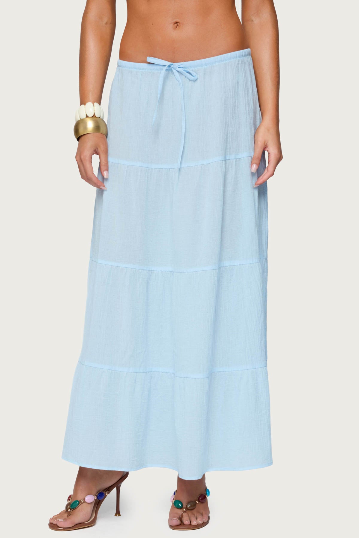 Kaila Cotton Tiered Maxi Skirt-Milans Time