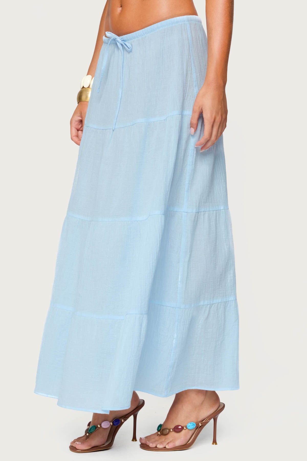 Kaila Cotton Tiered Maxi Skirt-Milans Time