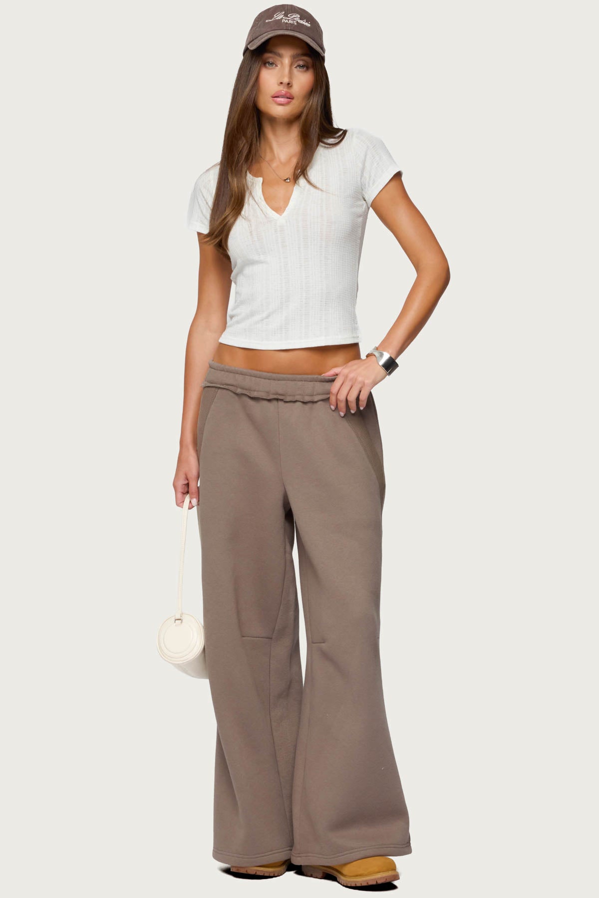 Semi Sheer Ribbed V Neck T Shirt-Milans Time