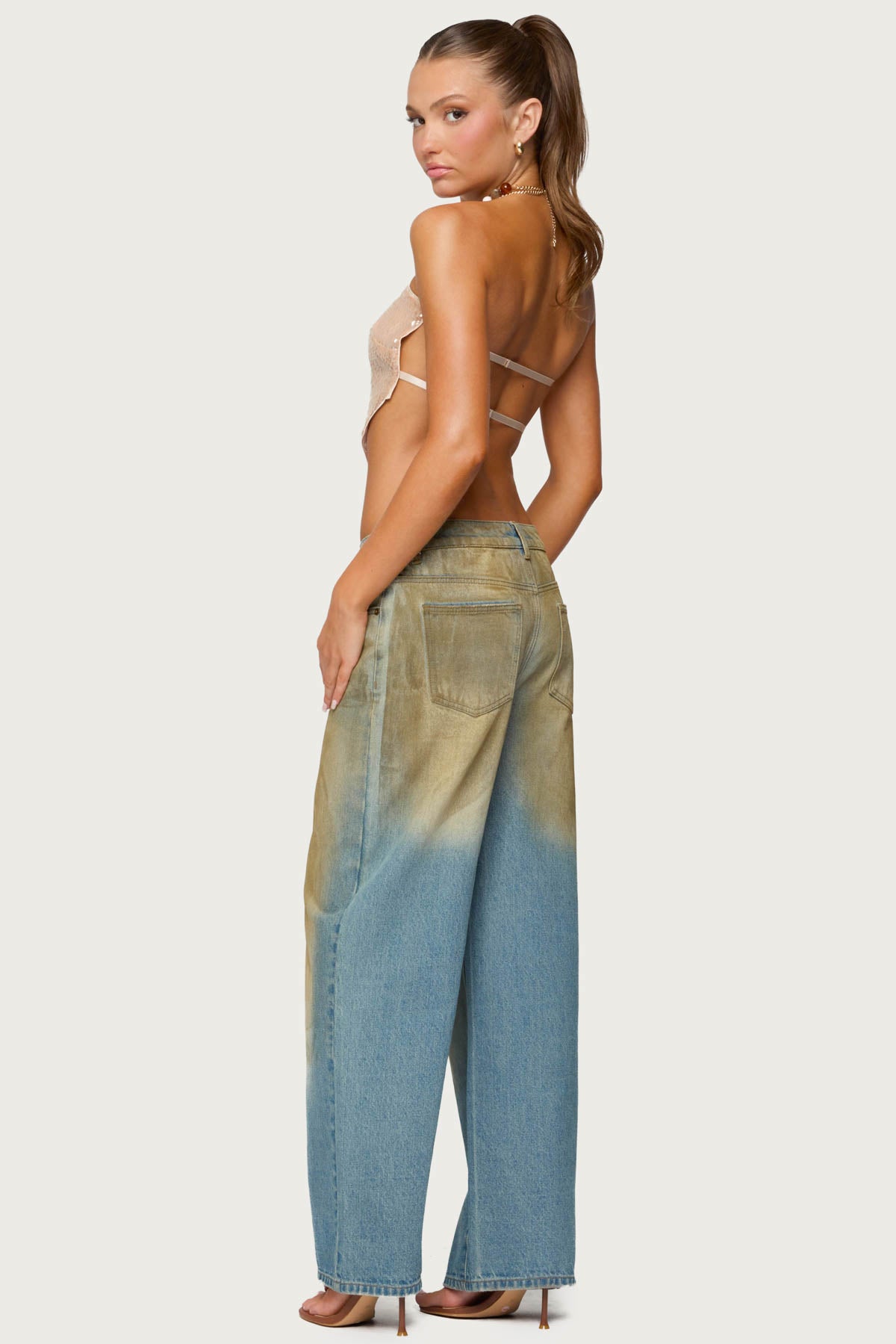 Sequin Backless Triangle Strapless Top-Milans Time