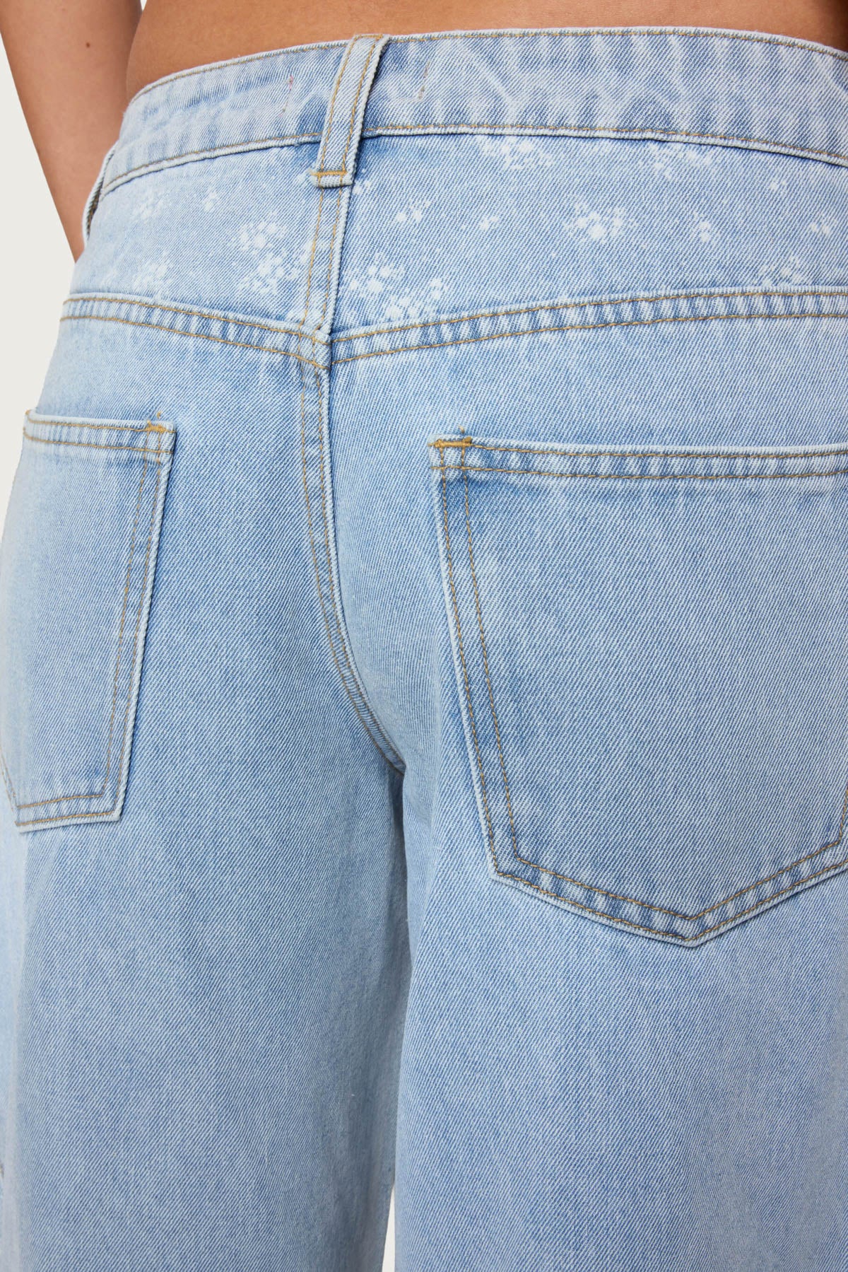 Floral Split Low Rise Baggy Jeans-Milans Time