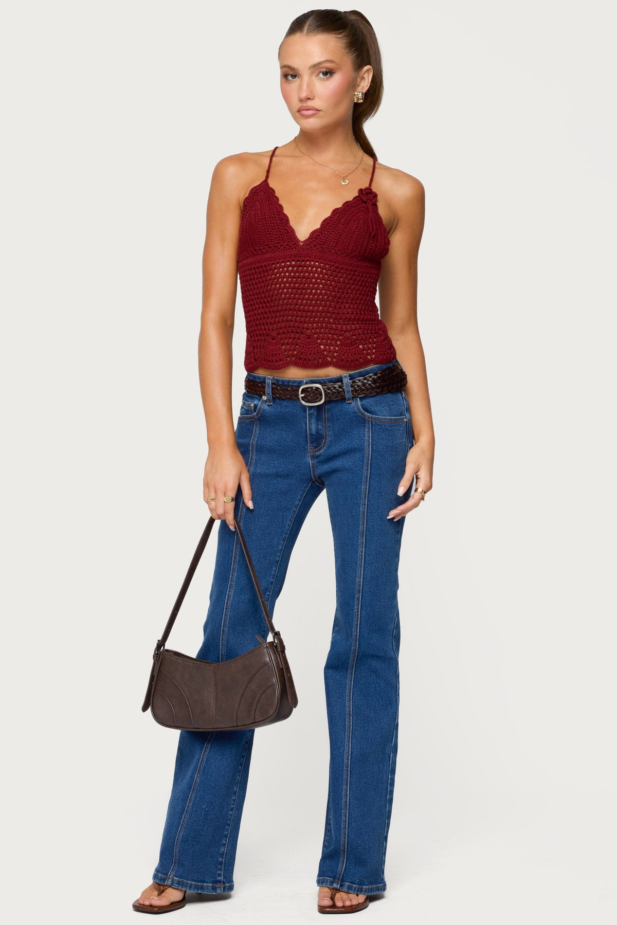 Delila Crochet V Neck Top-Milans Time