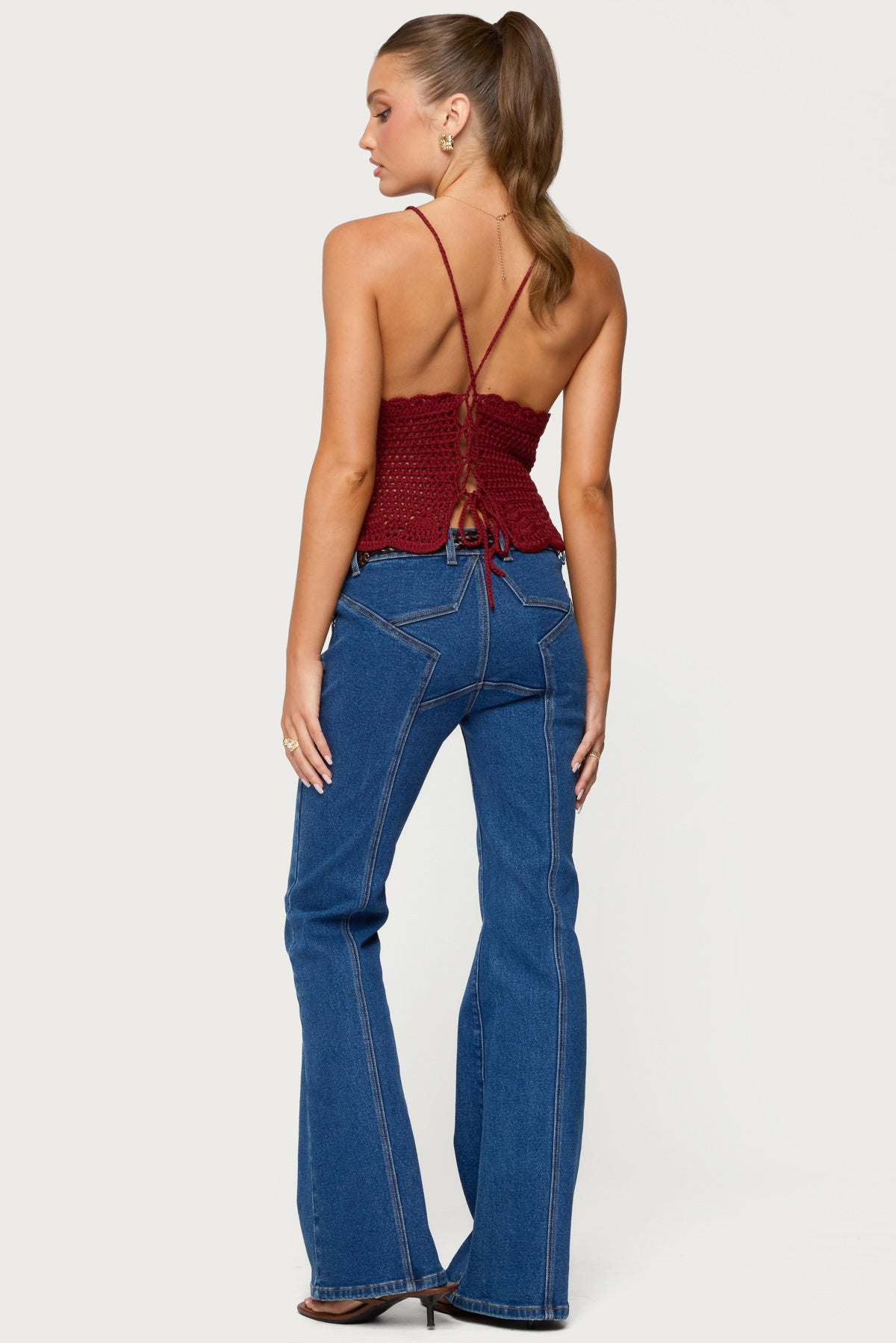 Delila Crochet V Neck Top-Milans Time