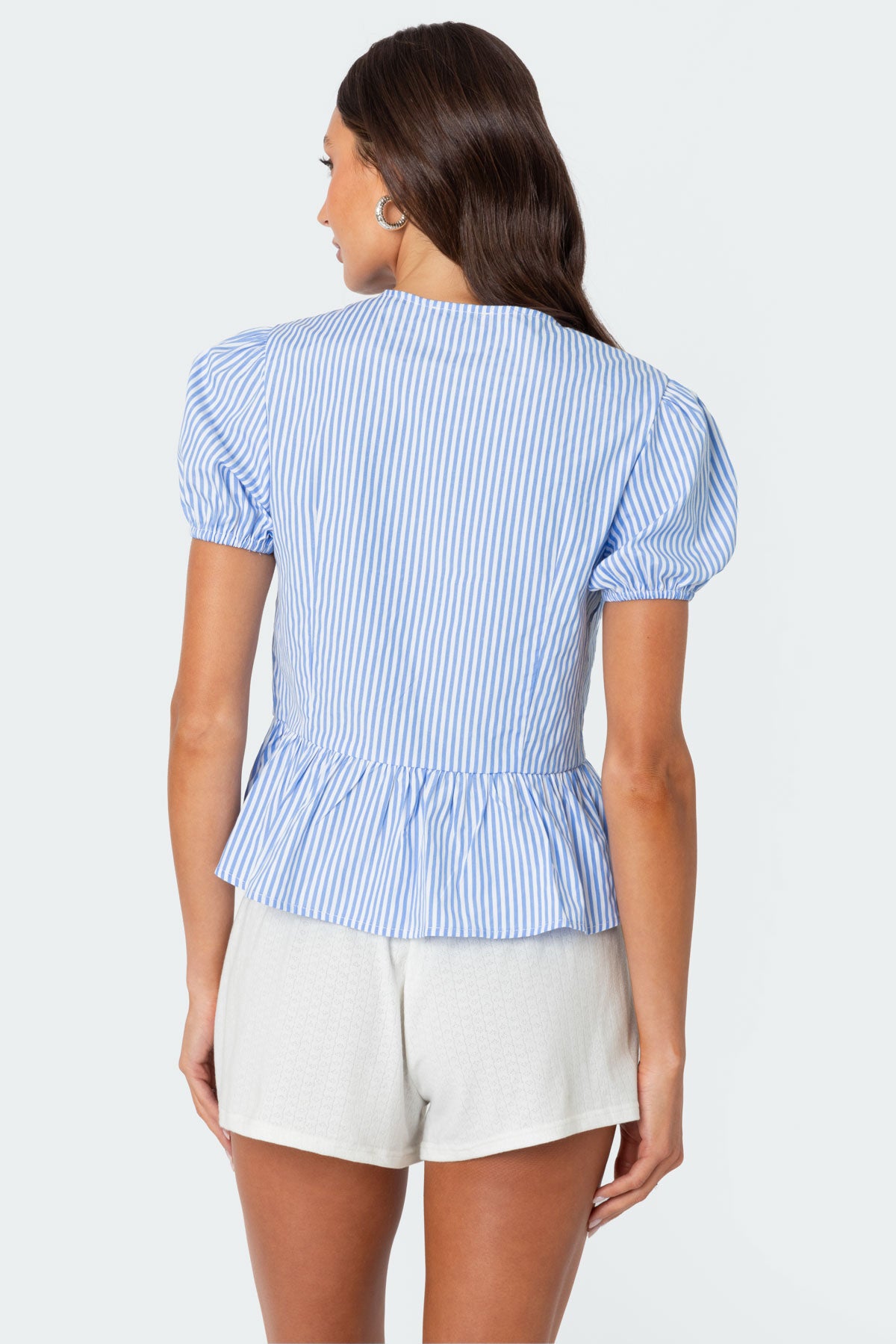 Puffed Sleeve Tie Front Top-Milans Time
