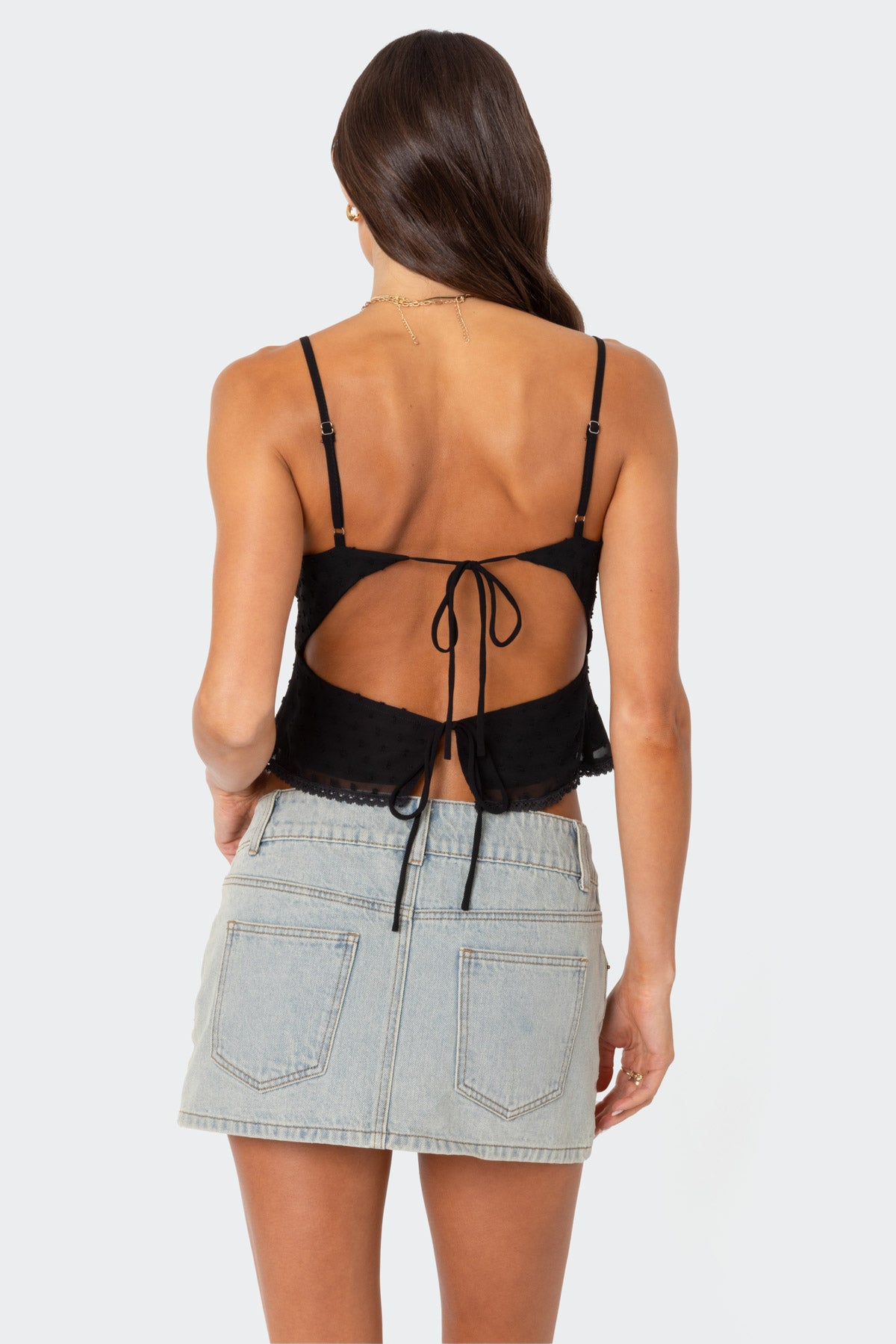 Wendy Tie Back Lacey Top-Milans Time