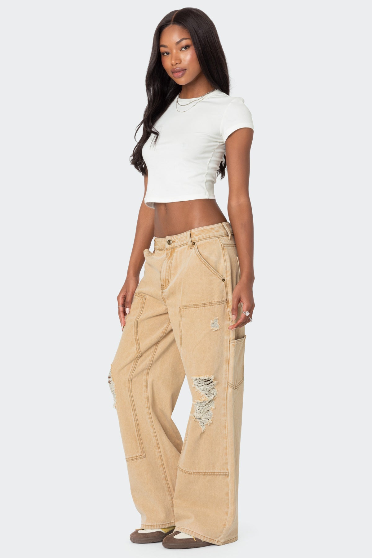 Alibi Distressed Low Rise Baggy Carpenter Jeans-Milans Time