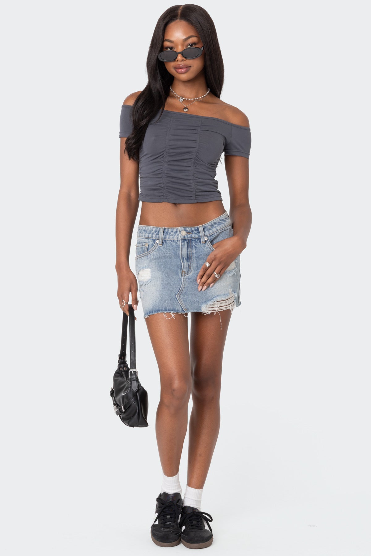 Triple Ruched Off Shoulder Top-Milans Time