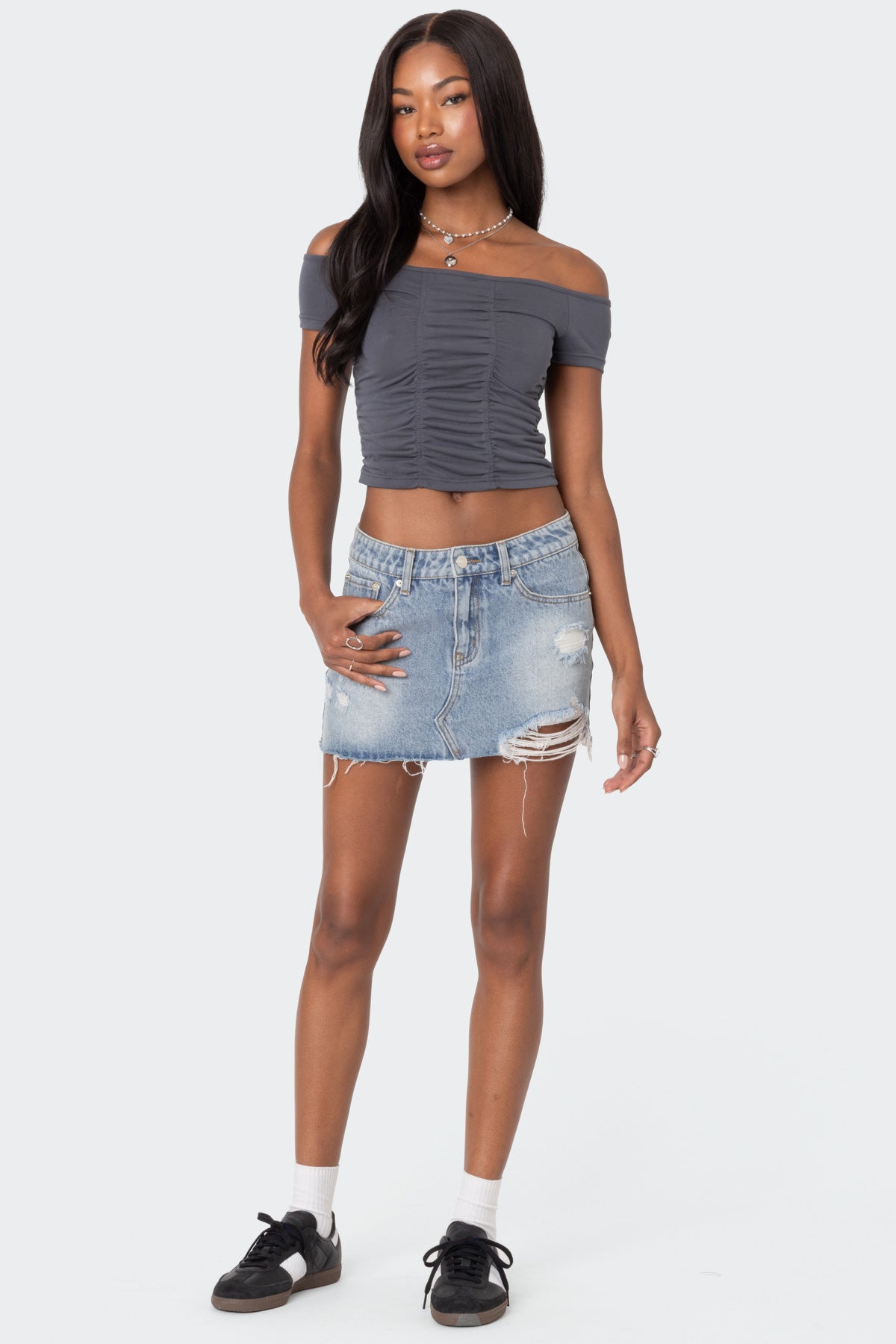 Triple Ruched Off Shoulder Top-Milans Time