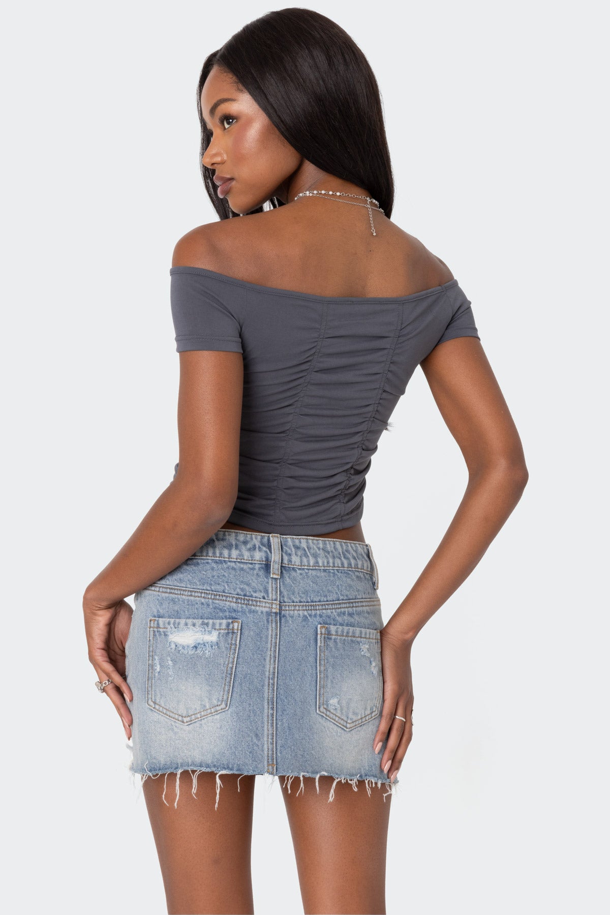 Triple Ruched Off Shoulder Top-Milans Time