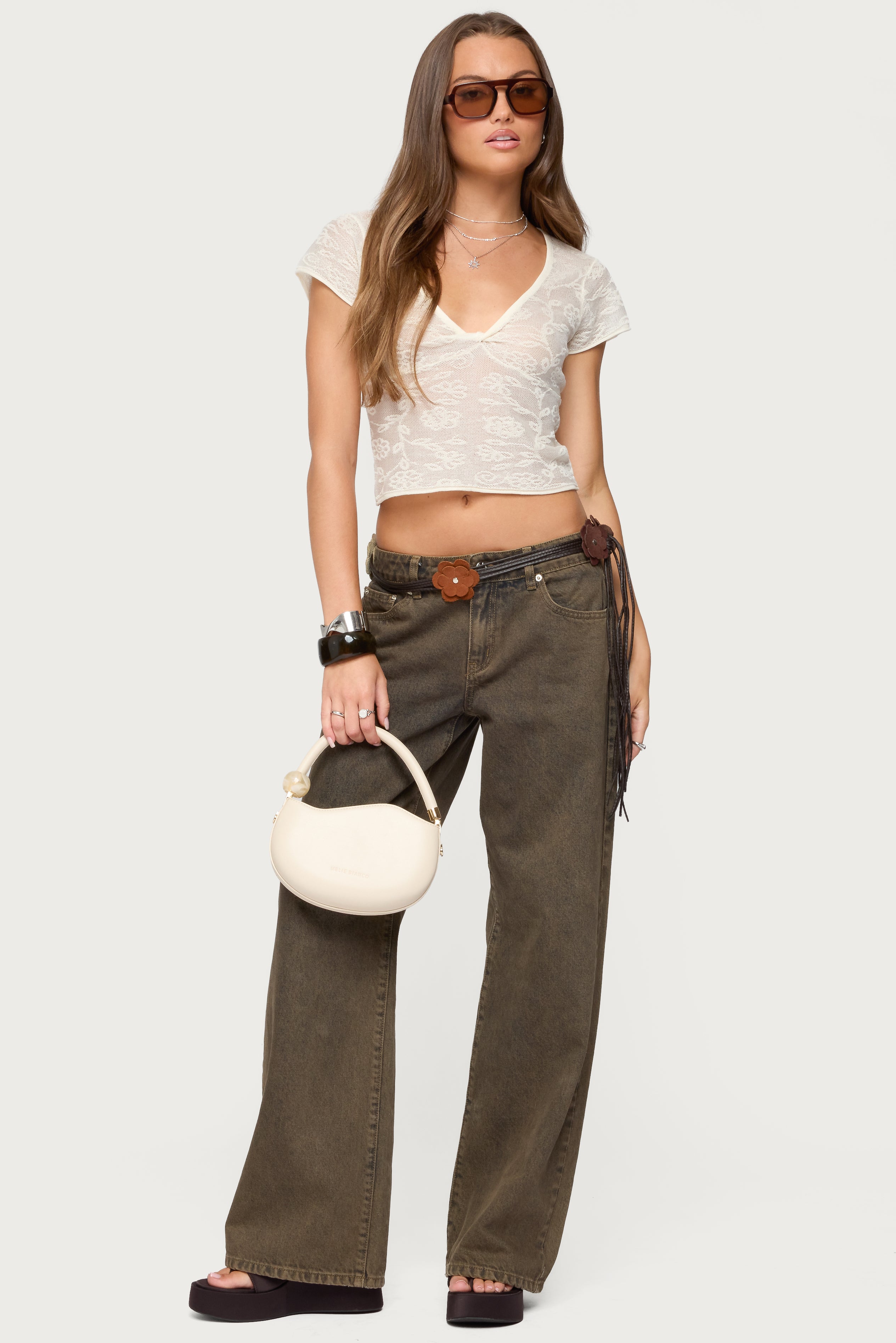 Kristal Twist Front V Neck Top-Milans Time