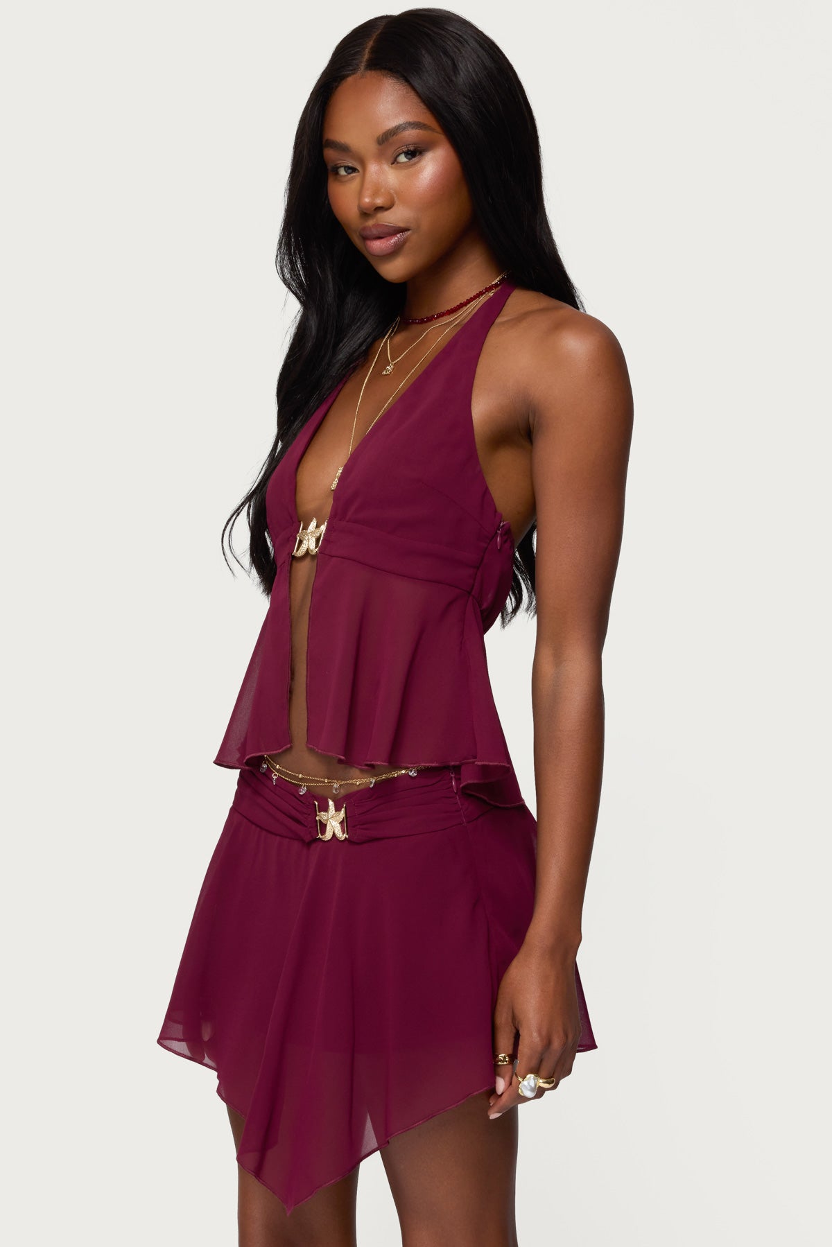 Sea Star Chiffon Split Front Top-Milans Time