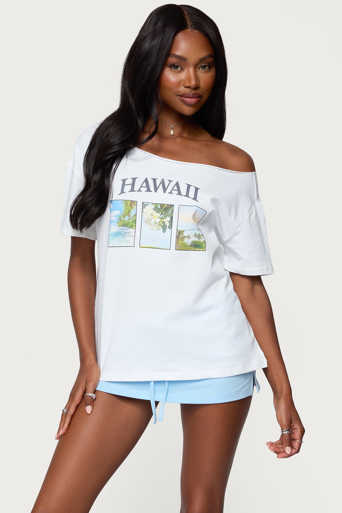 Hawaiian Babe Off Shoulder T Shirt-Milans Time